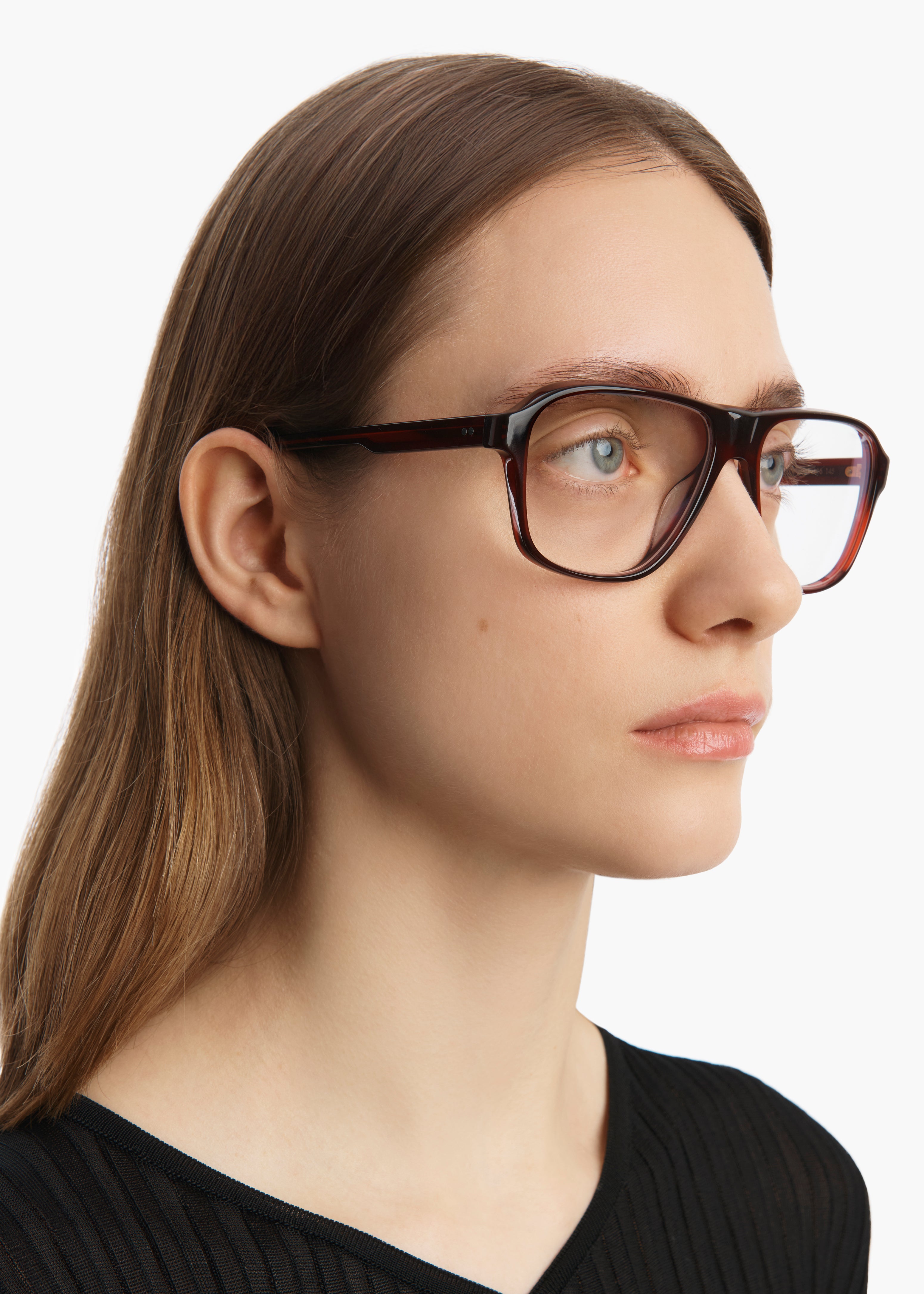 KHAITE x Oliver Peoples 1978RX in Bordeaux Bark ON FIGURE