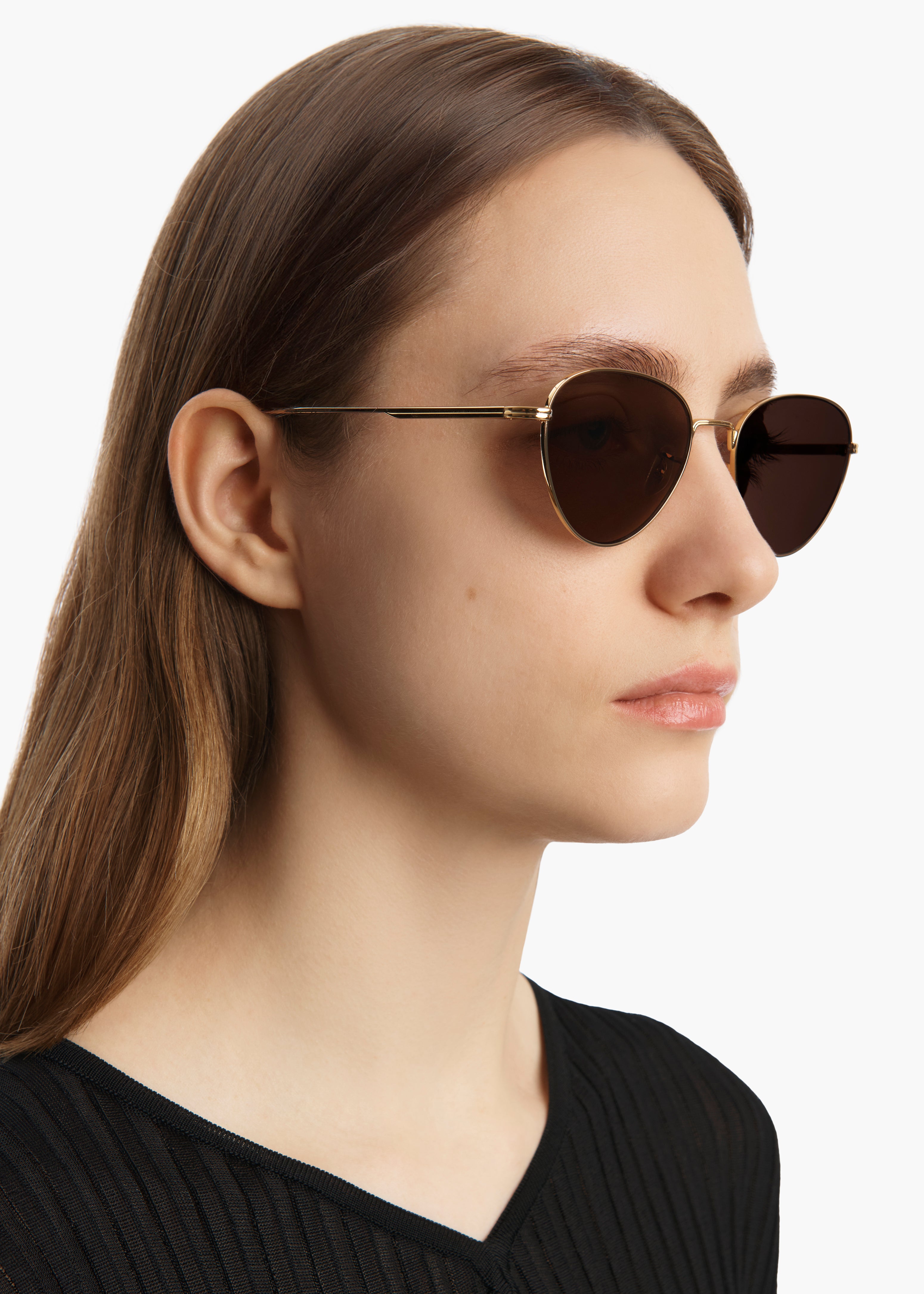 KHAITE x Oliver Peoples 1991C in Gold and Brown ON FIGURE