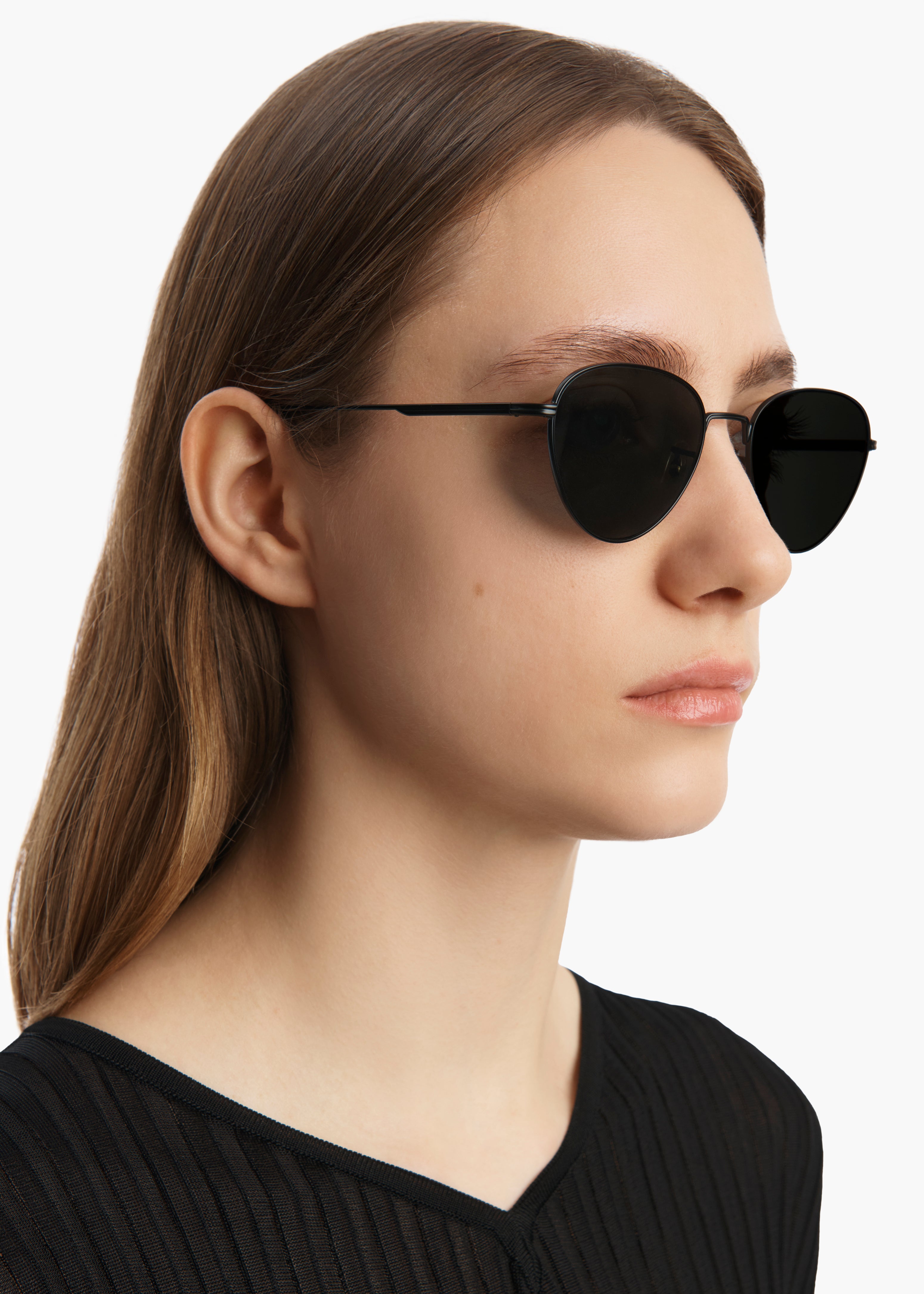 KHAITE x Oliver Peoples 1991C in Matte Black and Grey ON FIGURE