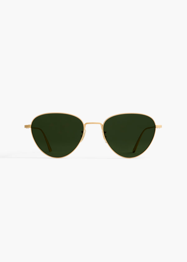 KHAITE x Oliver Peoples 1991C in Gold and Green FRONT VIEW