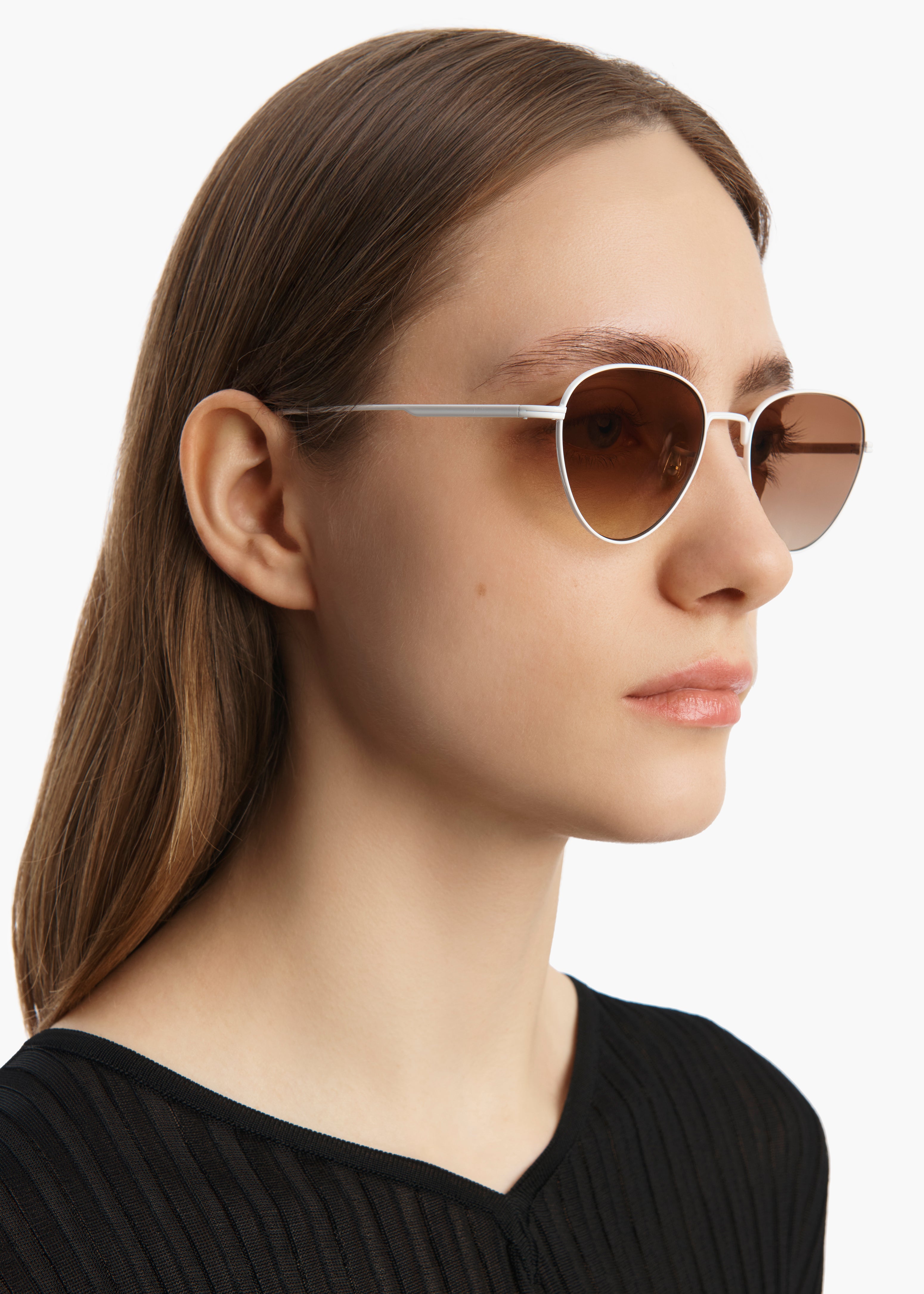 KHAITE x Oliver Peoples 1991C in White and Dark Brown ON FIGURE