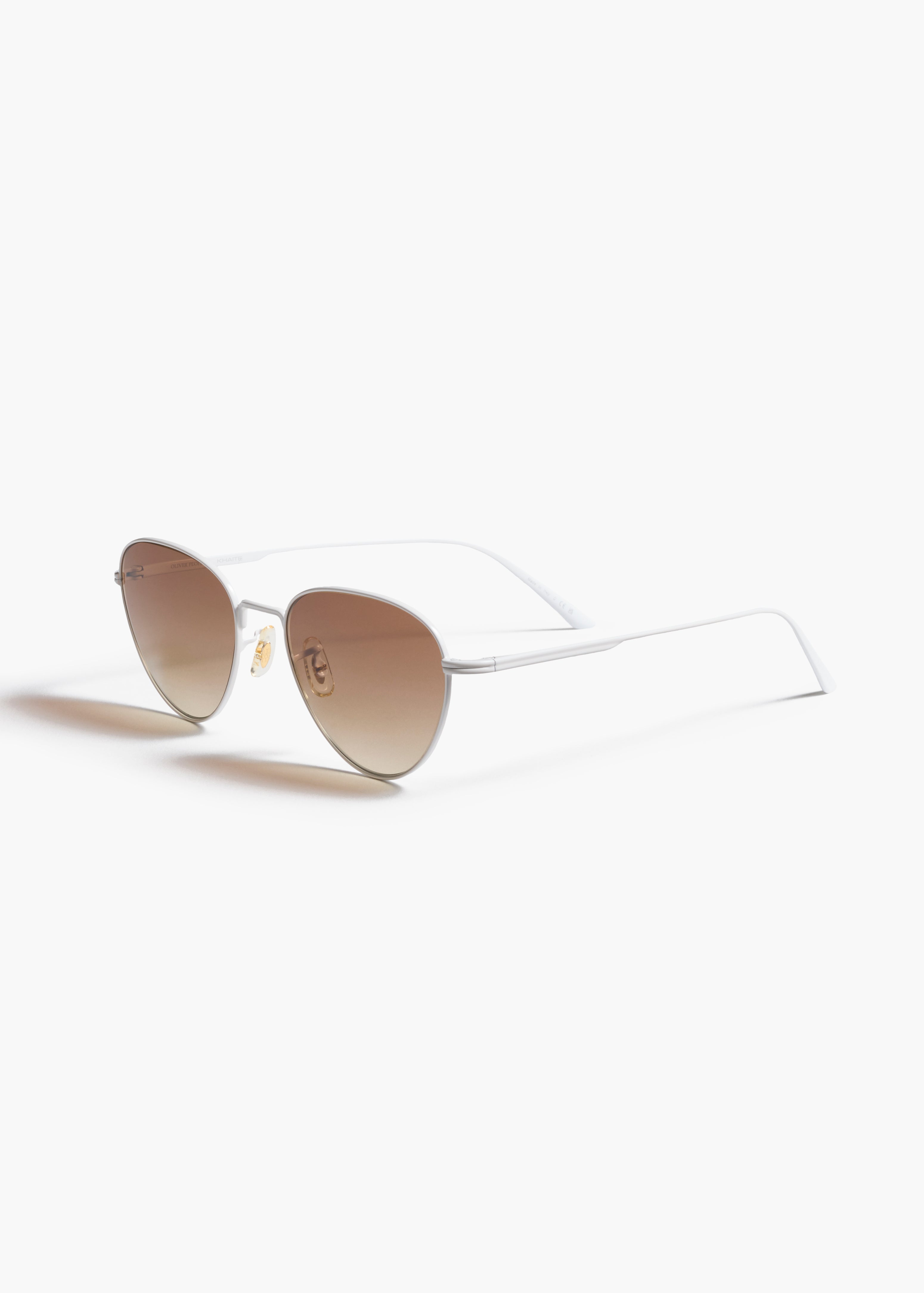 KHAITE x Oliver Peoples 1991C in White and Dark Brown SIDE VIEW