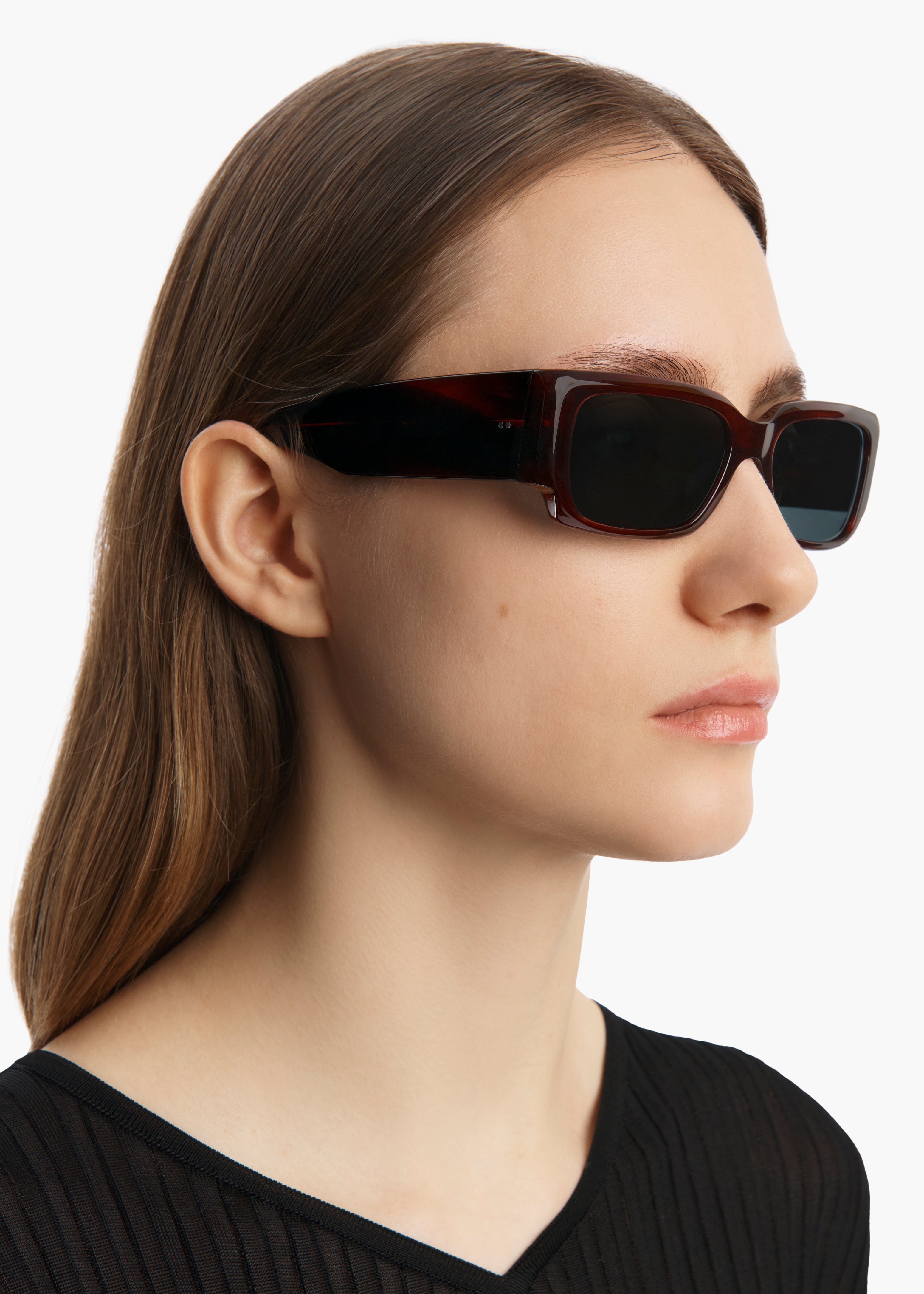 KHAITE x Oliver Peoples 1995C in Bordeaux Bark and Grey ON FIGURE