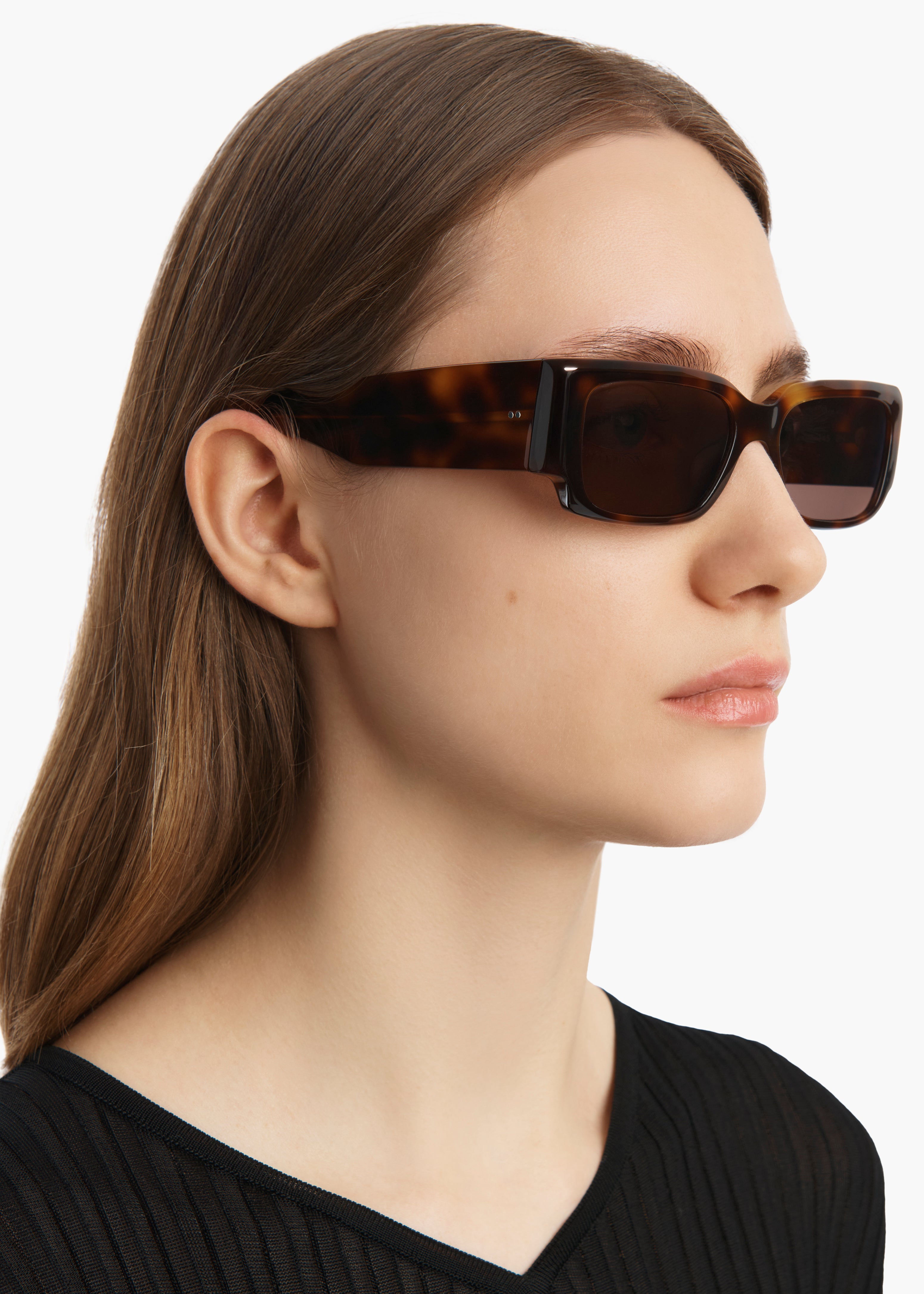 KHAITE x Oliver Peoples 1995C in Dark Mahogany and Brown ON FIGURE