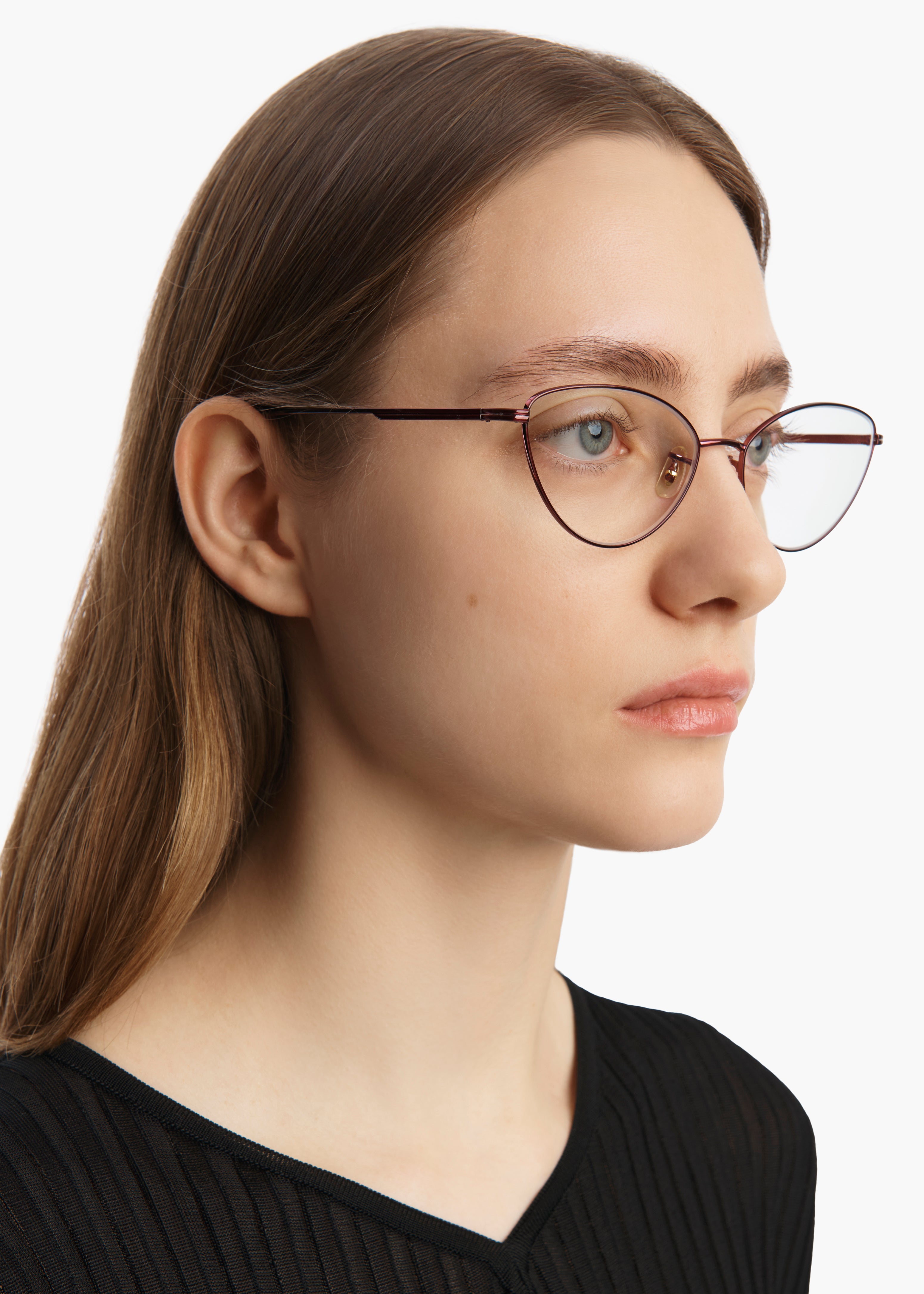 KHAITE x Oliver Peoples 1998RX in Brushed Burgundy ON FIGURE