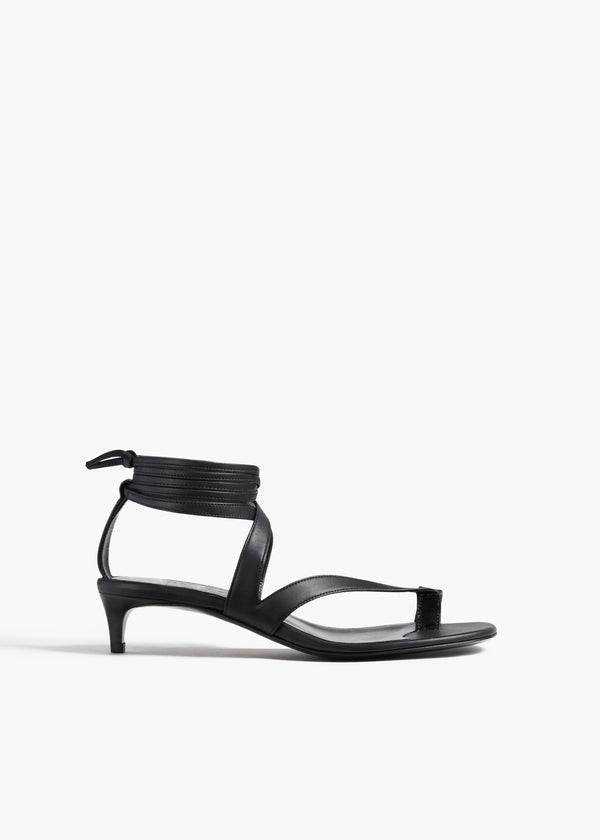 Aimee Kitten Heel Sandal in Black Leather FRONT VIEW
