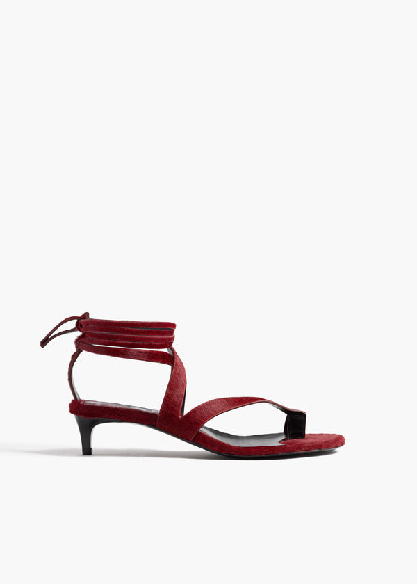 Aimee Kitten Heel Sandal in Cherry Haircalf FRONT VIEW