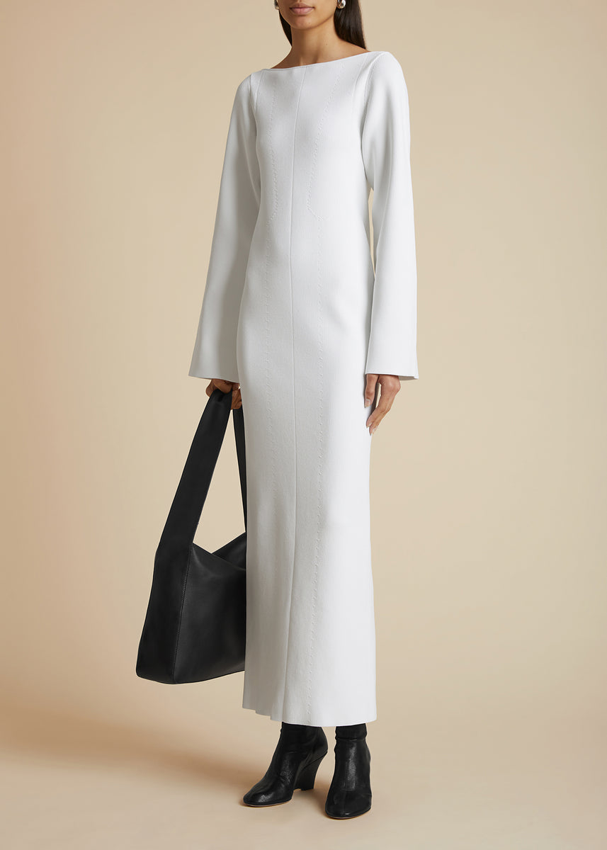 Open-Knit Bell-Sleeve Maxi Dress