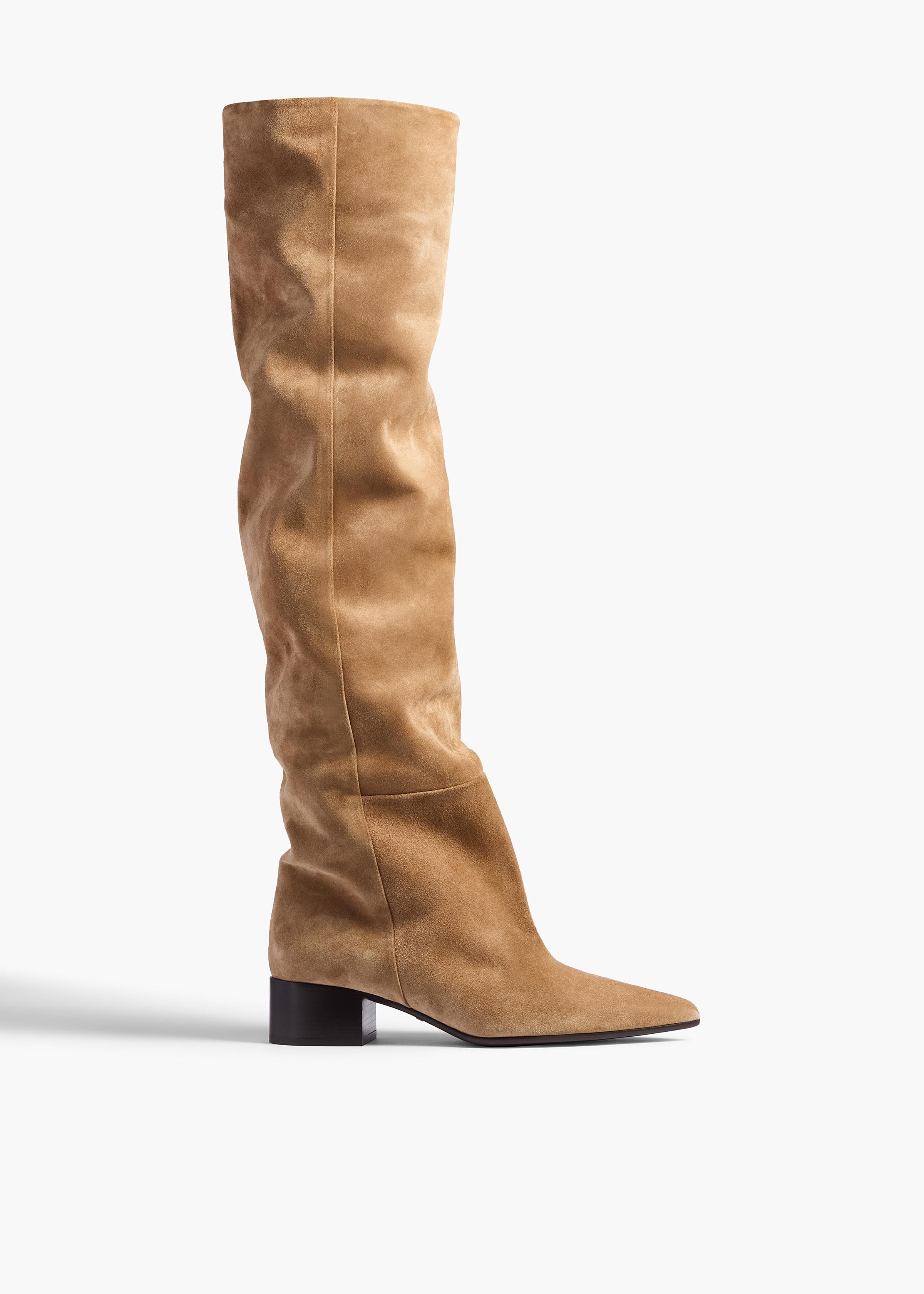 Andee Slouchy Over-the-Knee Boot in Taupe Suede – KHAITE
