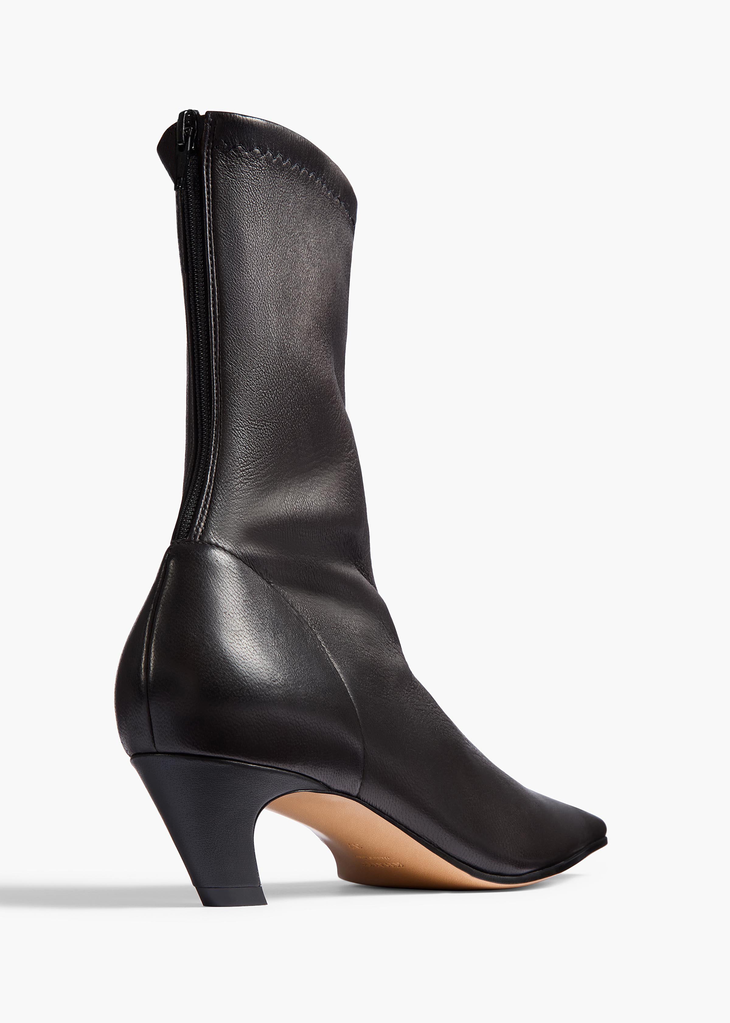 KHAITE - Arizona Stretch Ankle Boot in Black Nappa Leather
