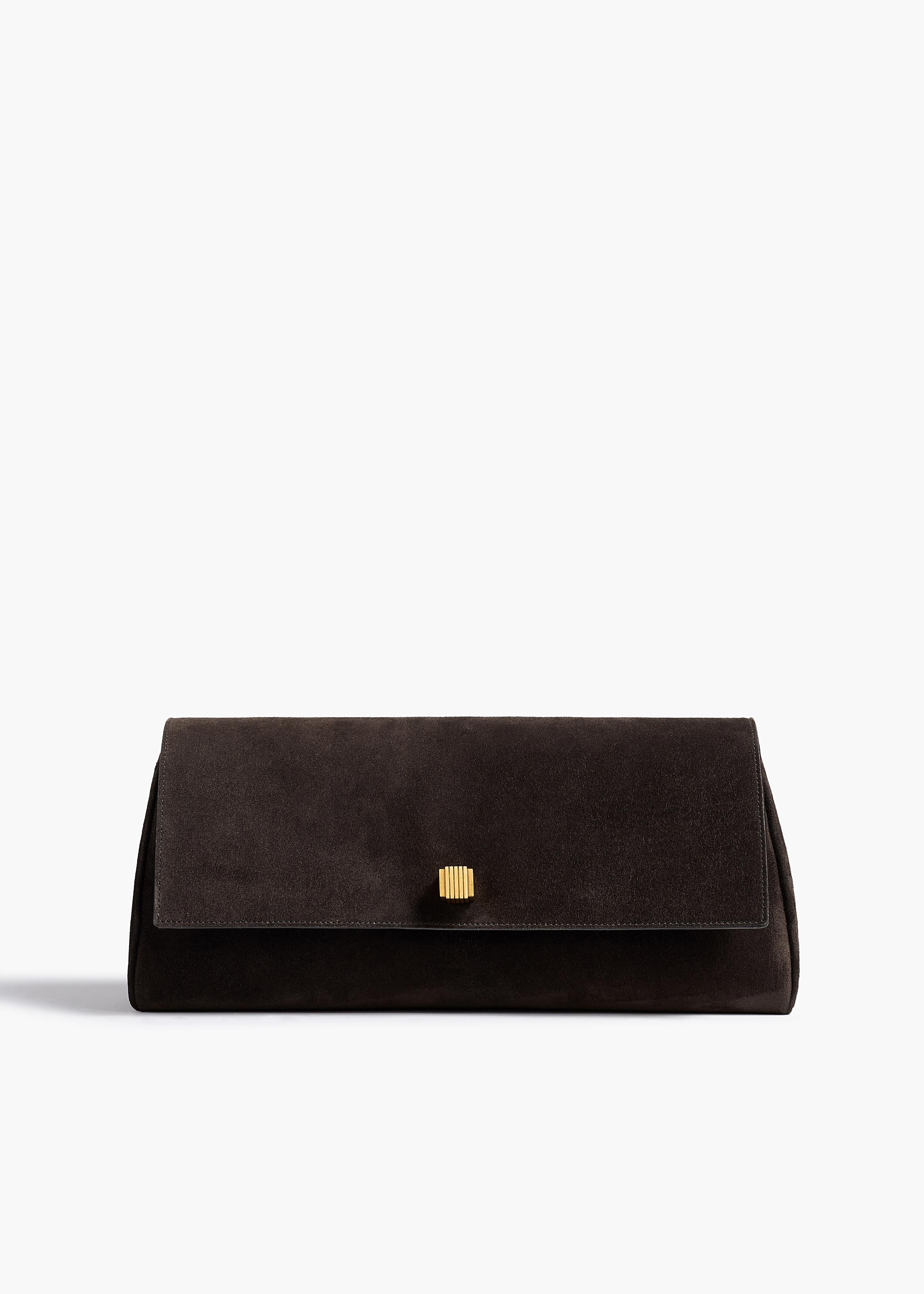 Audrey Clutch in Dark Brown Suede