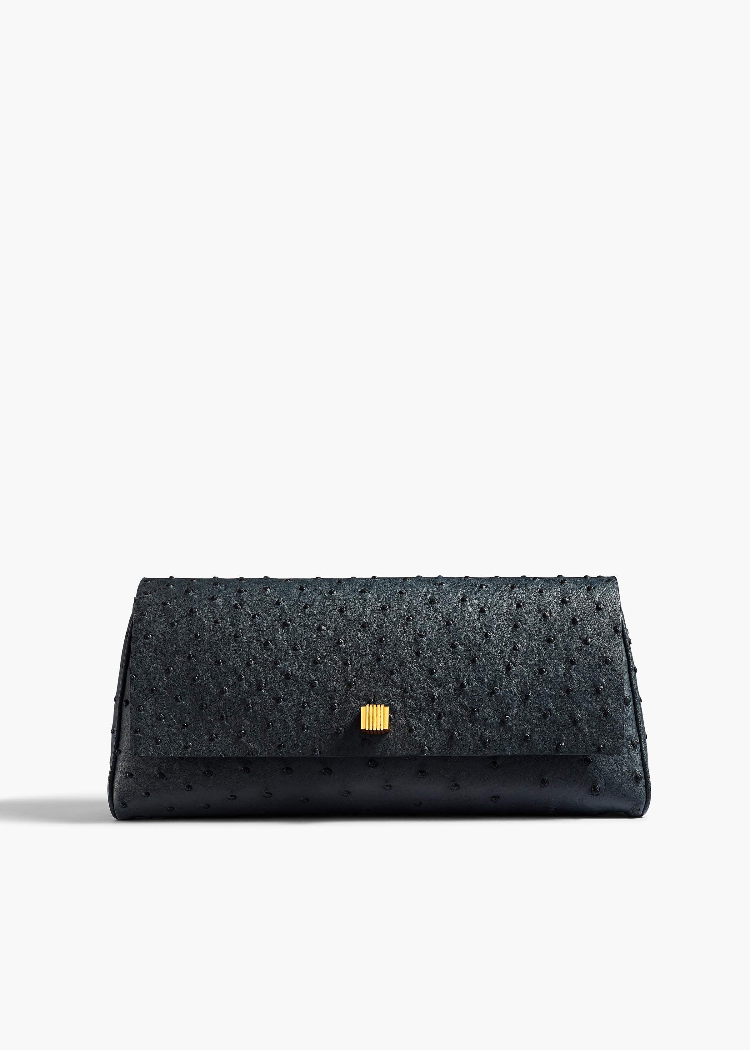 KHAITE - Audrey Clutch in Midnight Navy Ostrich