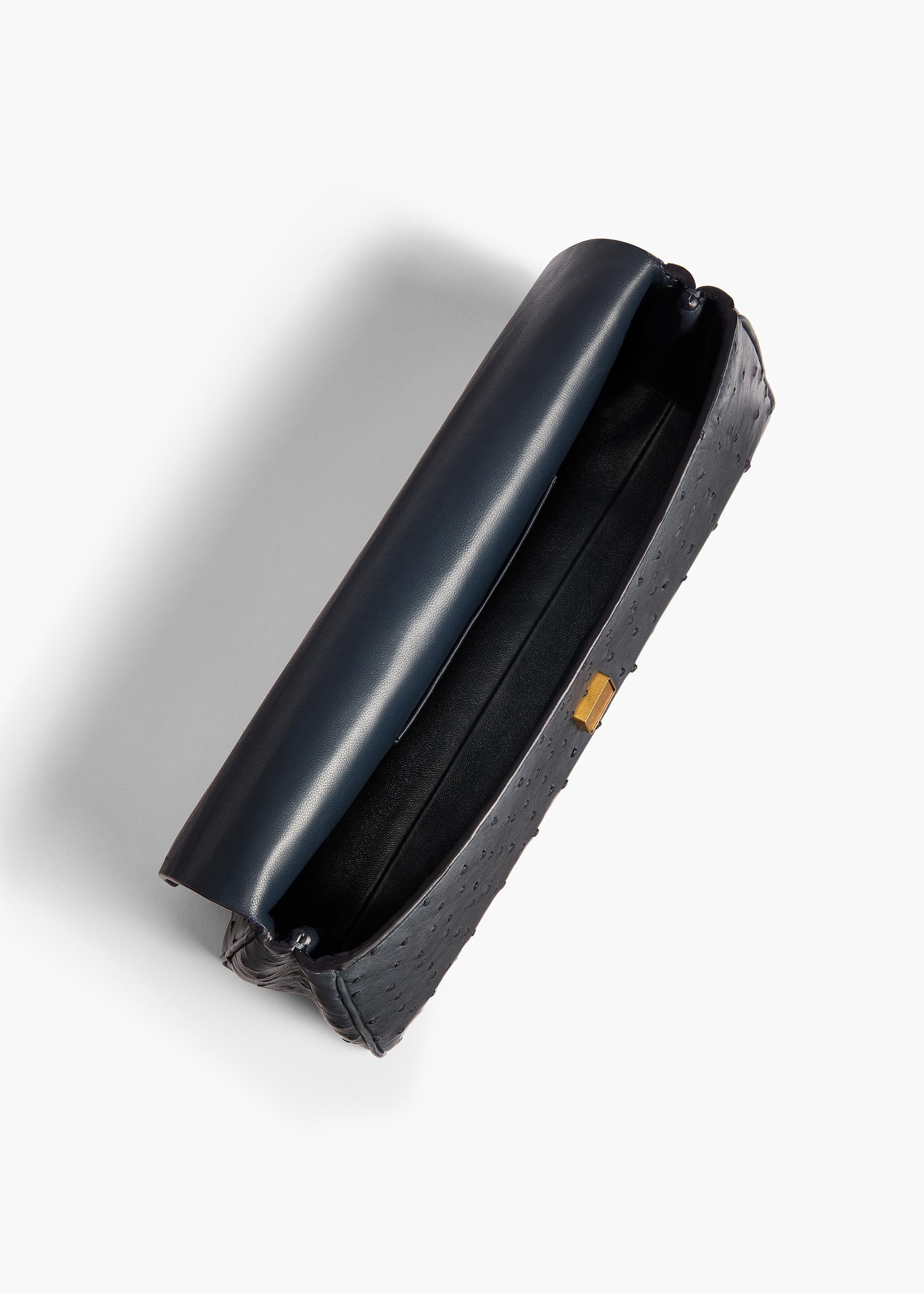 KHAITE - Audrey Clutch in Midnight Navy Ostrich