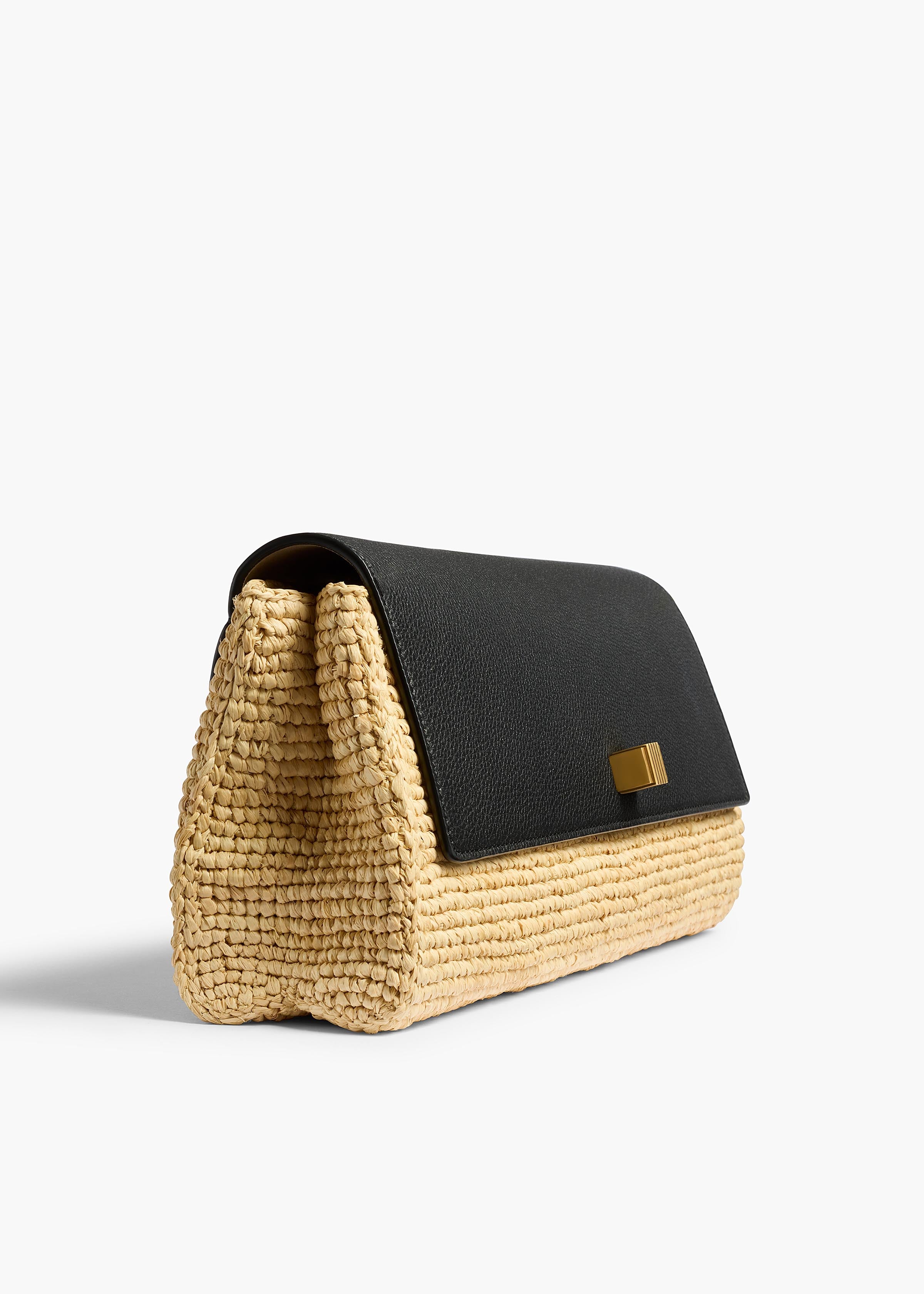 AUDREY RAFFIA CLUTCH BLACK NATURAL H4020 726 367 D