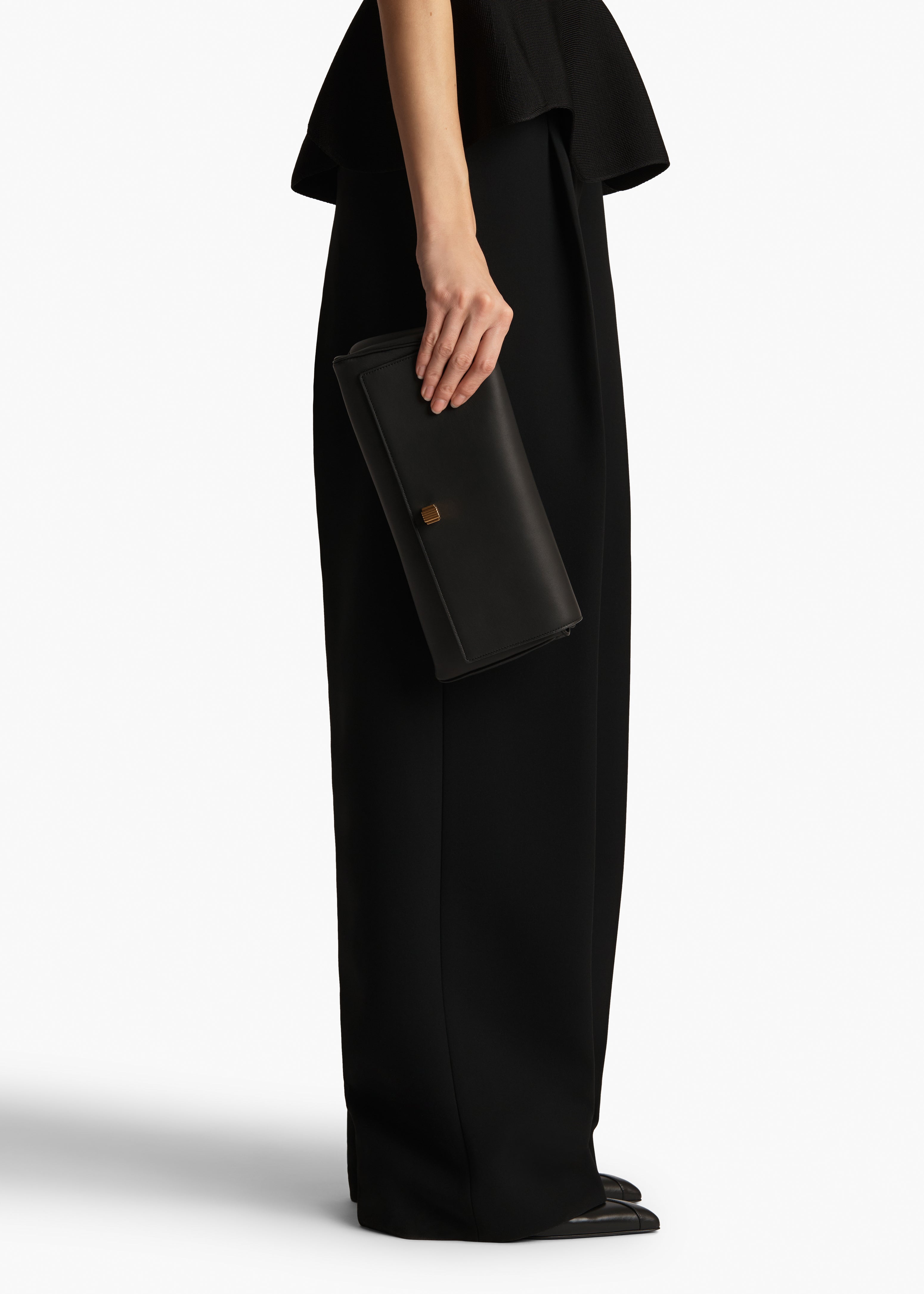 Audrey Clutch in Black Nappa Leather ON FIGURE