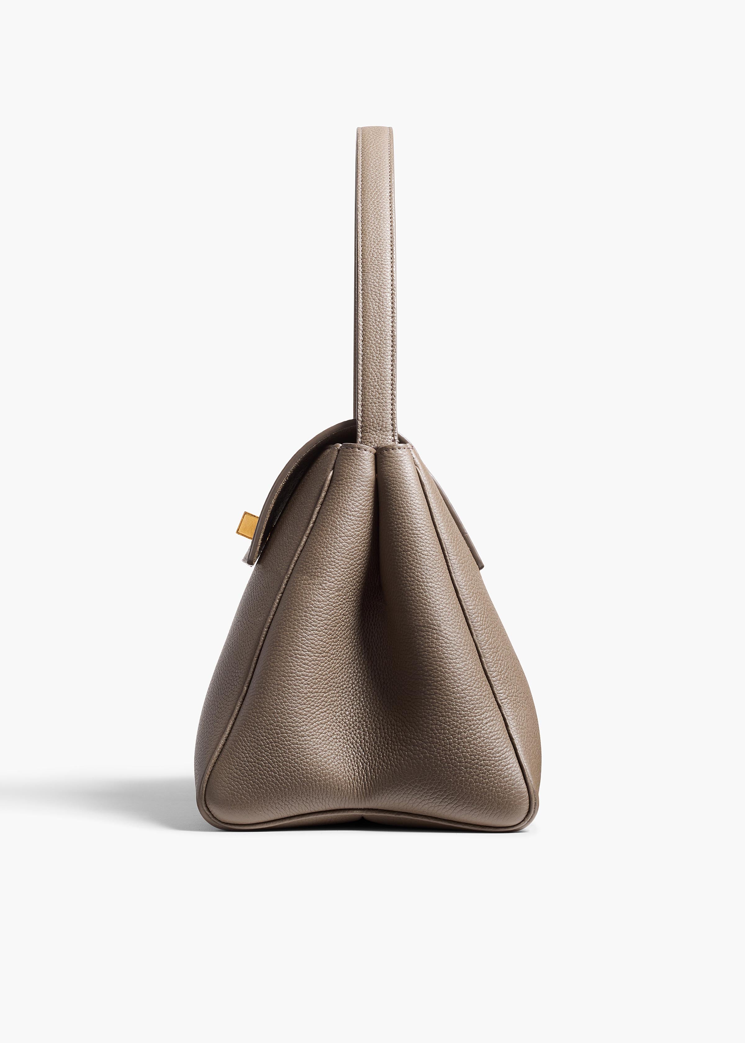 Audrey Top Handle Bag in Elephant Pebbled Leather SIDE VIEW