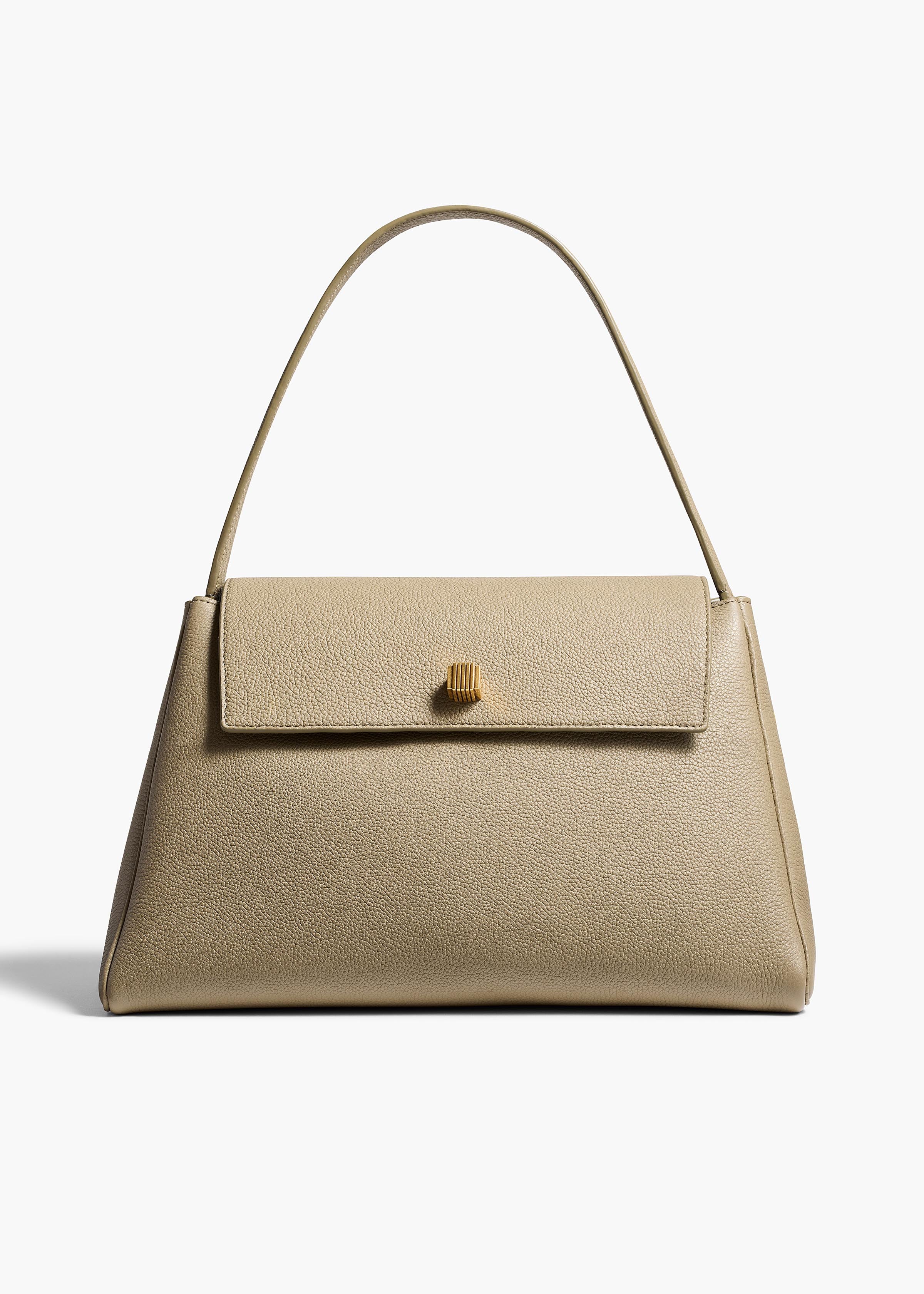 Audrey Top Handle Bag in Sage Pebbled Leather FRONT VIEW