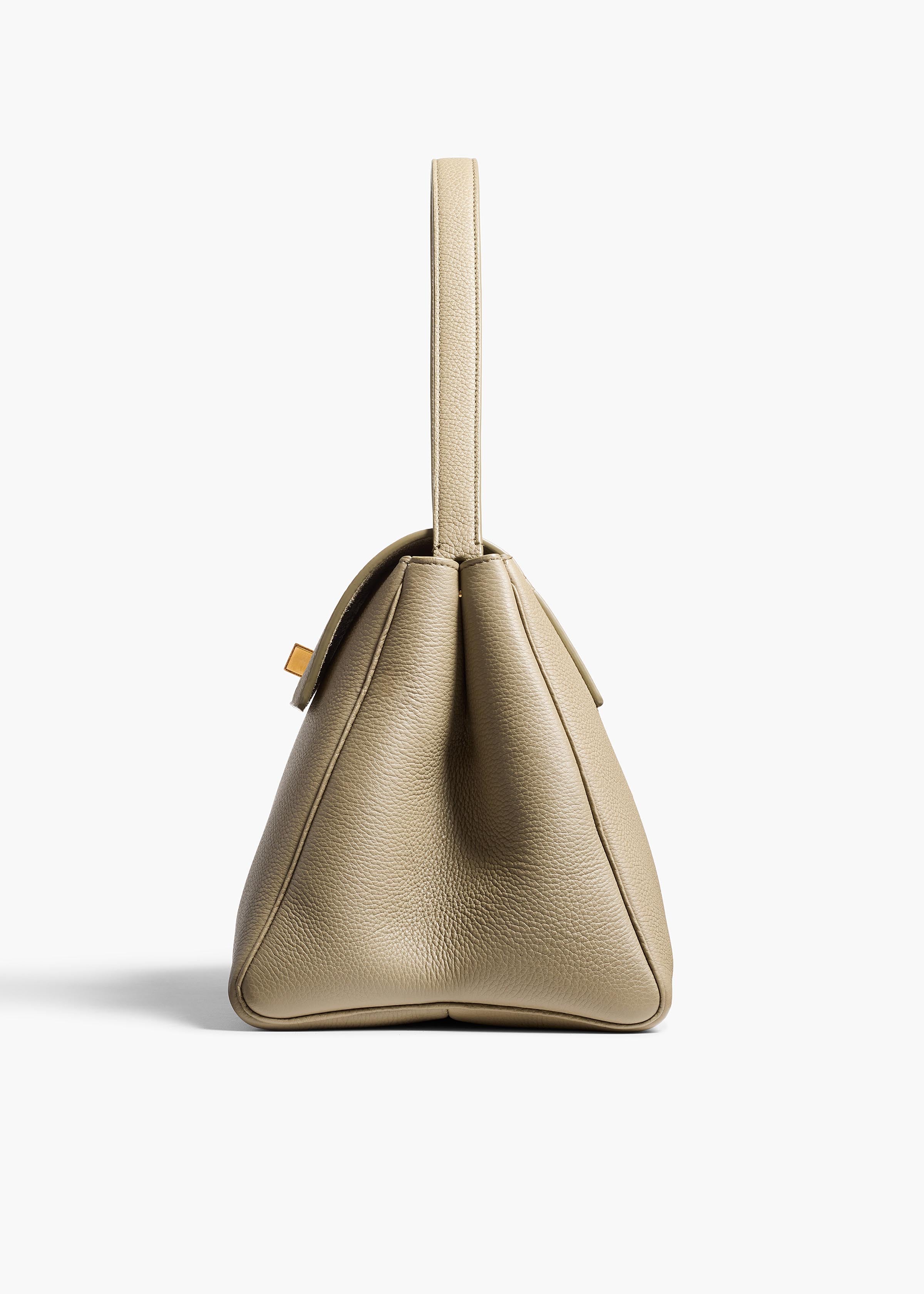 Audrey Top Handle Bag in Sage Pebbled Leather SIDE VIEW