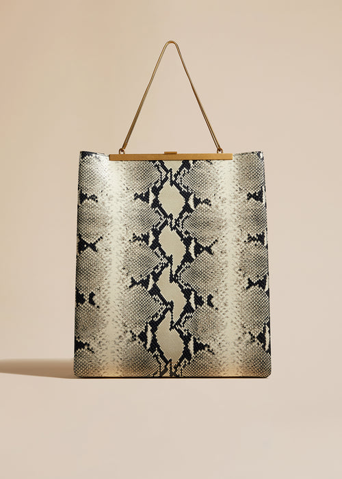 The Augusta Chain Tote in Natural Python-Embossed Leather