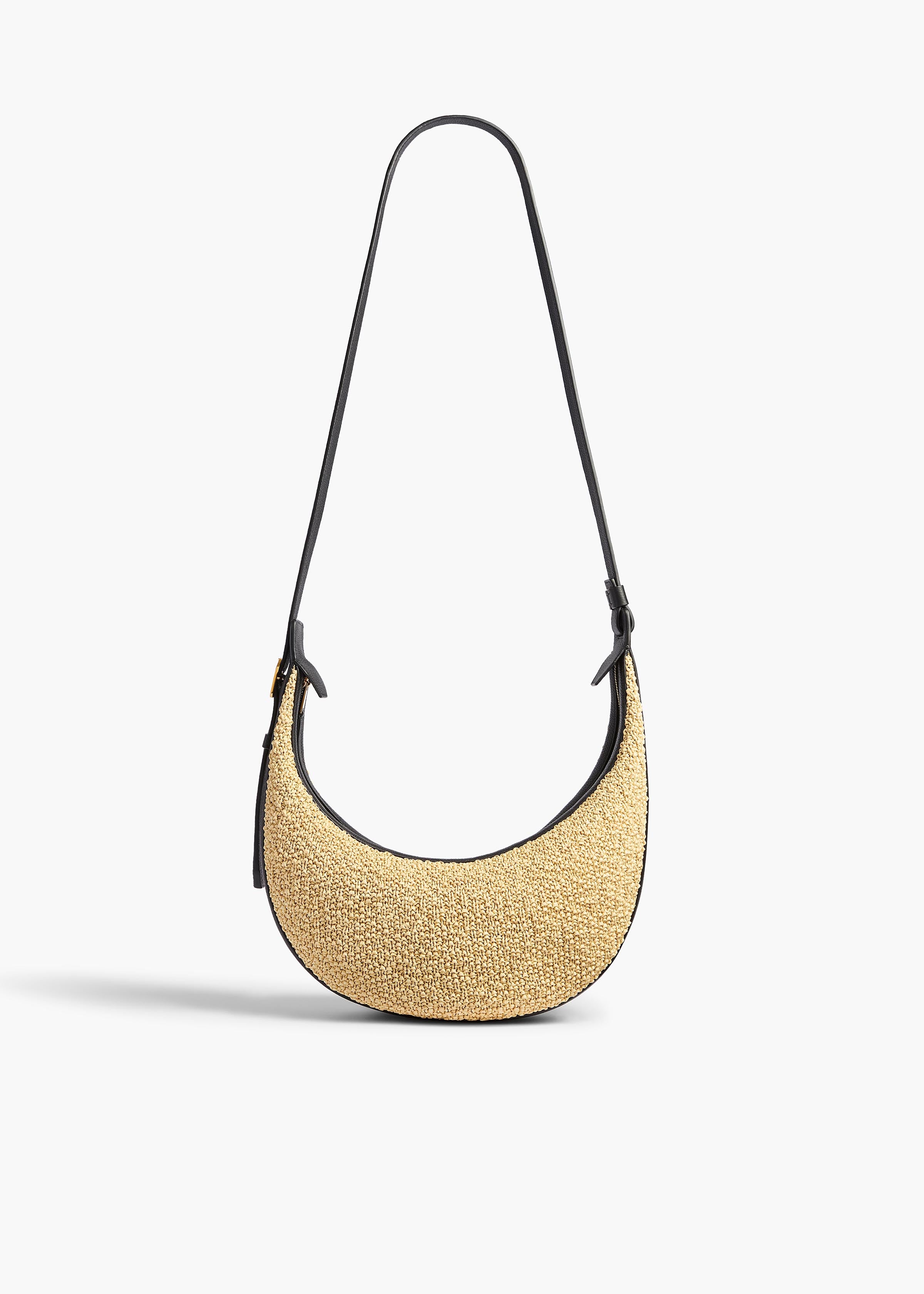 KHAITE - Small Augustina Hobo in Natural Raffia and Black Leather