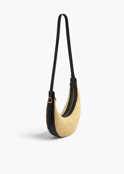 Small Augustina Hobo in Natural Raffia and Black Leather