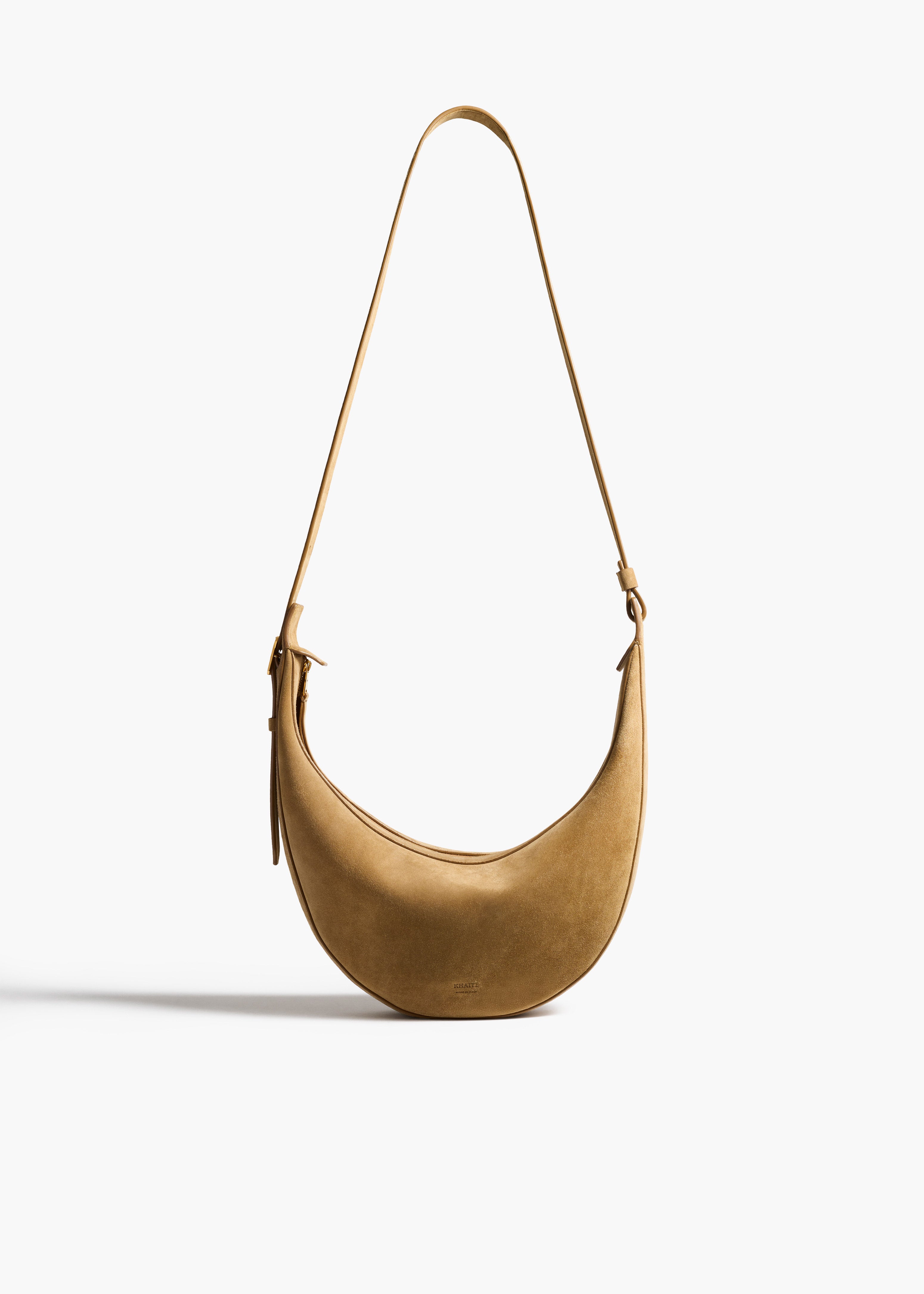 Small Augustina Crossbody Bag in Mud Suede BACK VIEW