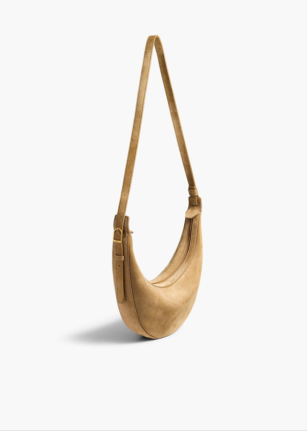 Small Augustina Crossbody Bag in Mud Suede FRONT VIEW