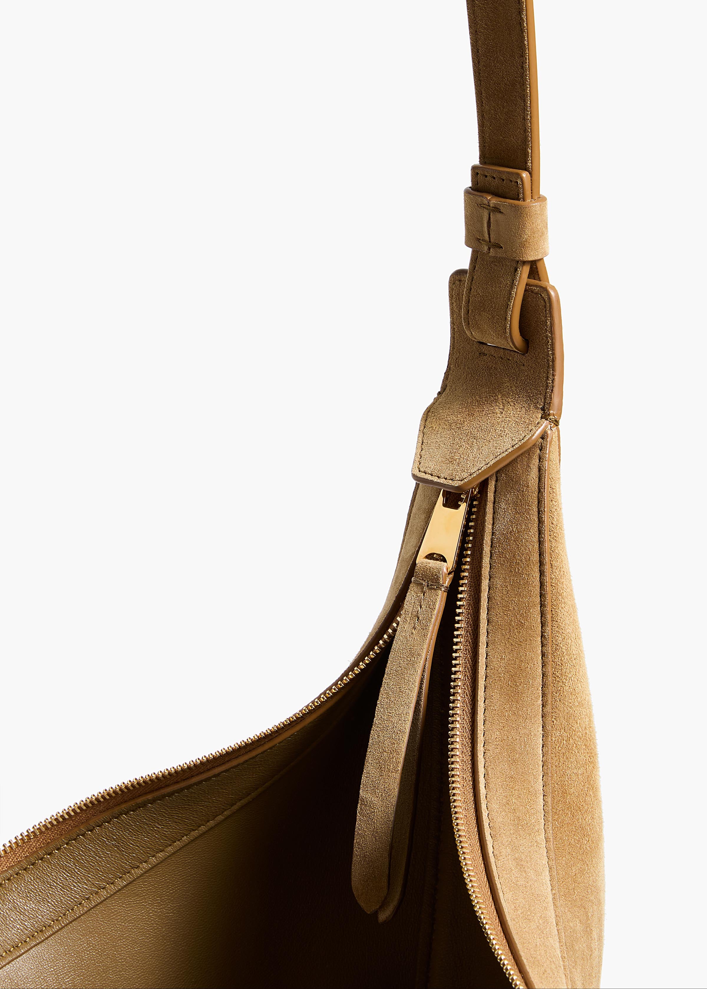 Small Augustina Crossbody Bag in Mud Suede OVERHEAD VIEW