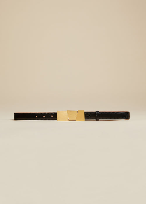 The Small Axel Belt in Black Leather with Gold