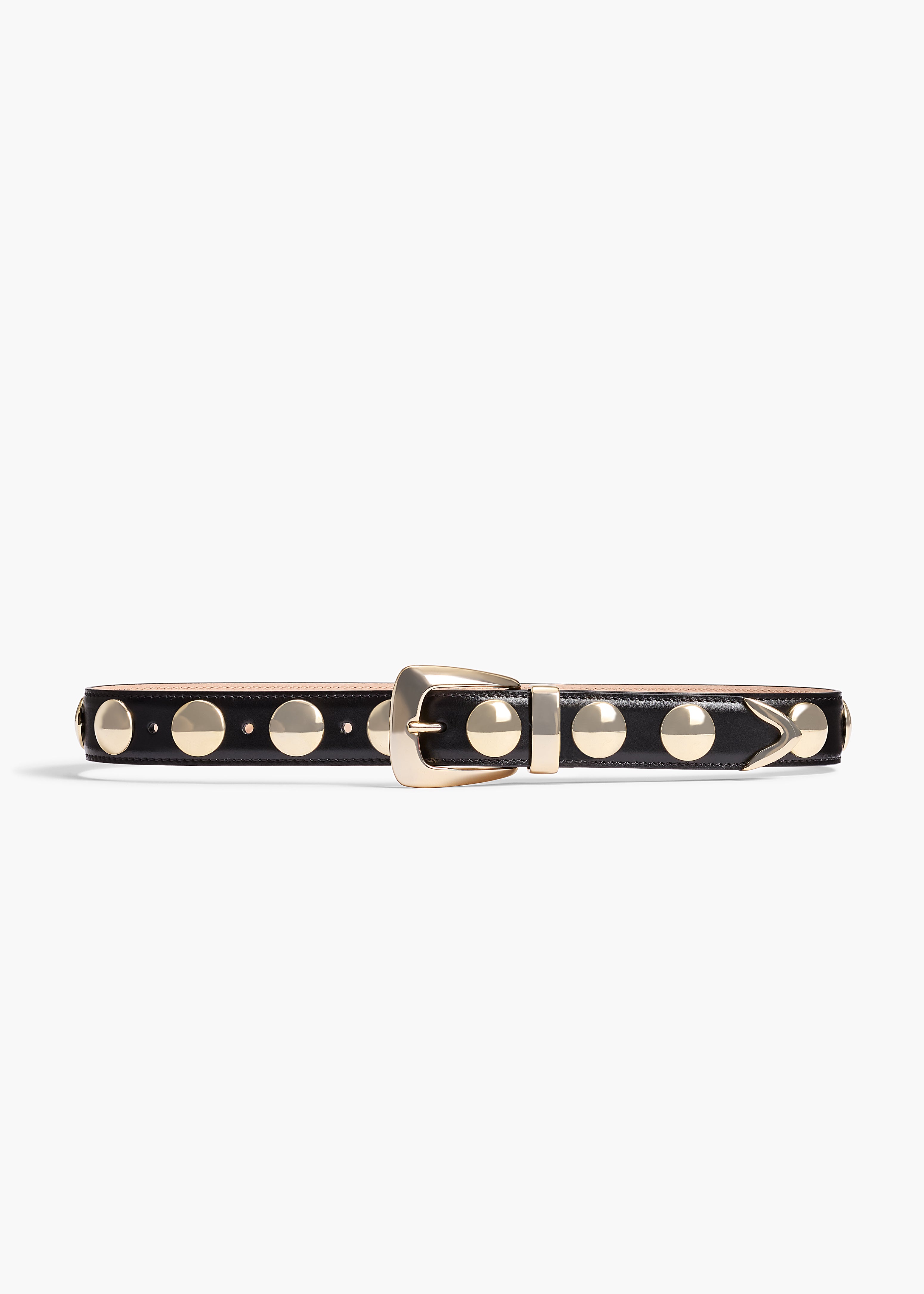 KHAITE - Benny Belt with Studs in Black Leather and Gold
