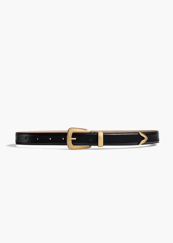 Benny Belt in Black Leather with Gold FLAT VIEW