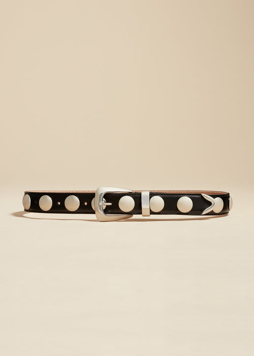 The Benny Belt in Black Leather with Silver Studs