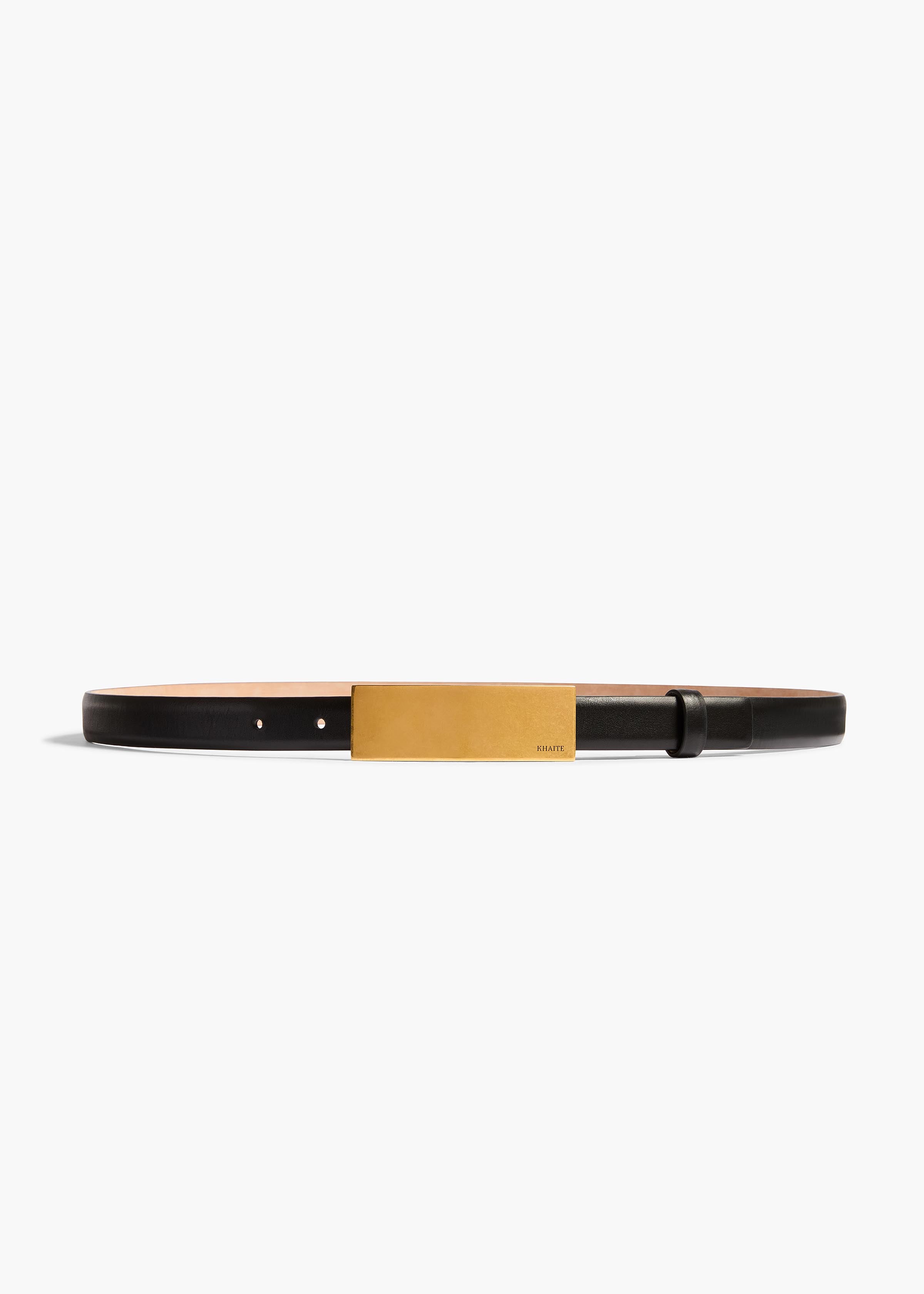 KHAITE - Berlin Belt in Black Leather with Antique Gold