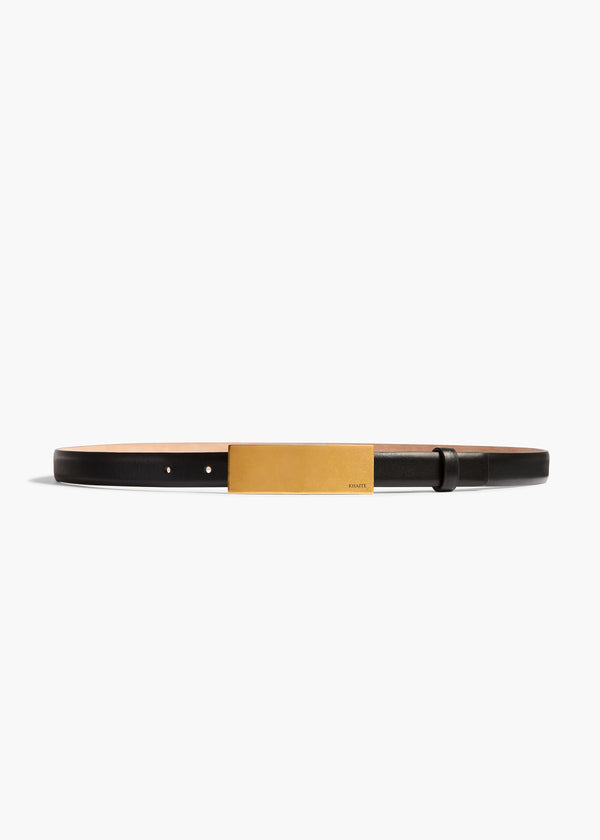 Berlin Belt in Black Leather with Antique Gold