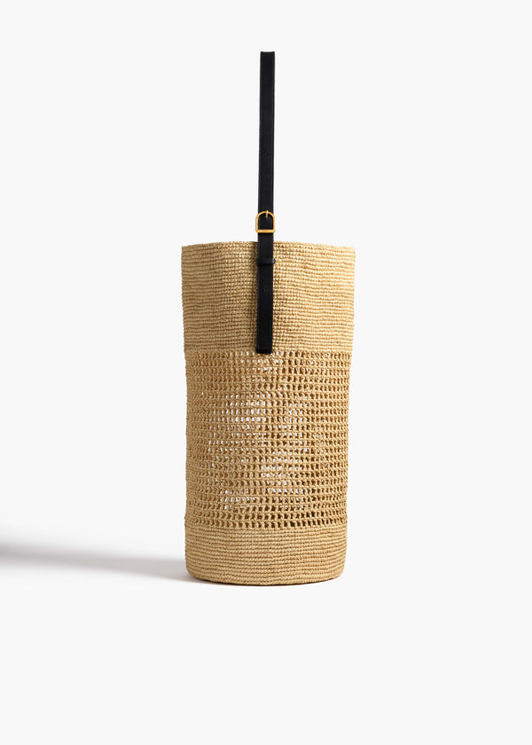 Billie Bucket Tote in Natural Raffia FRONT VIEW