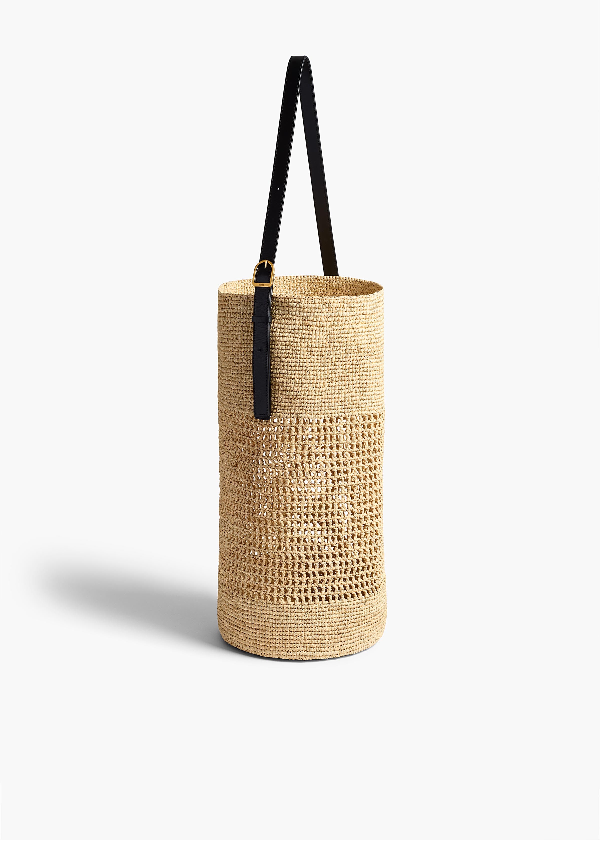 Billie Bucket Tote in Natural Raffia SIDE VIEW