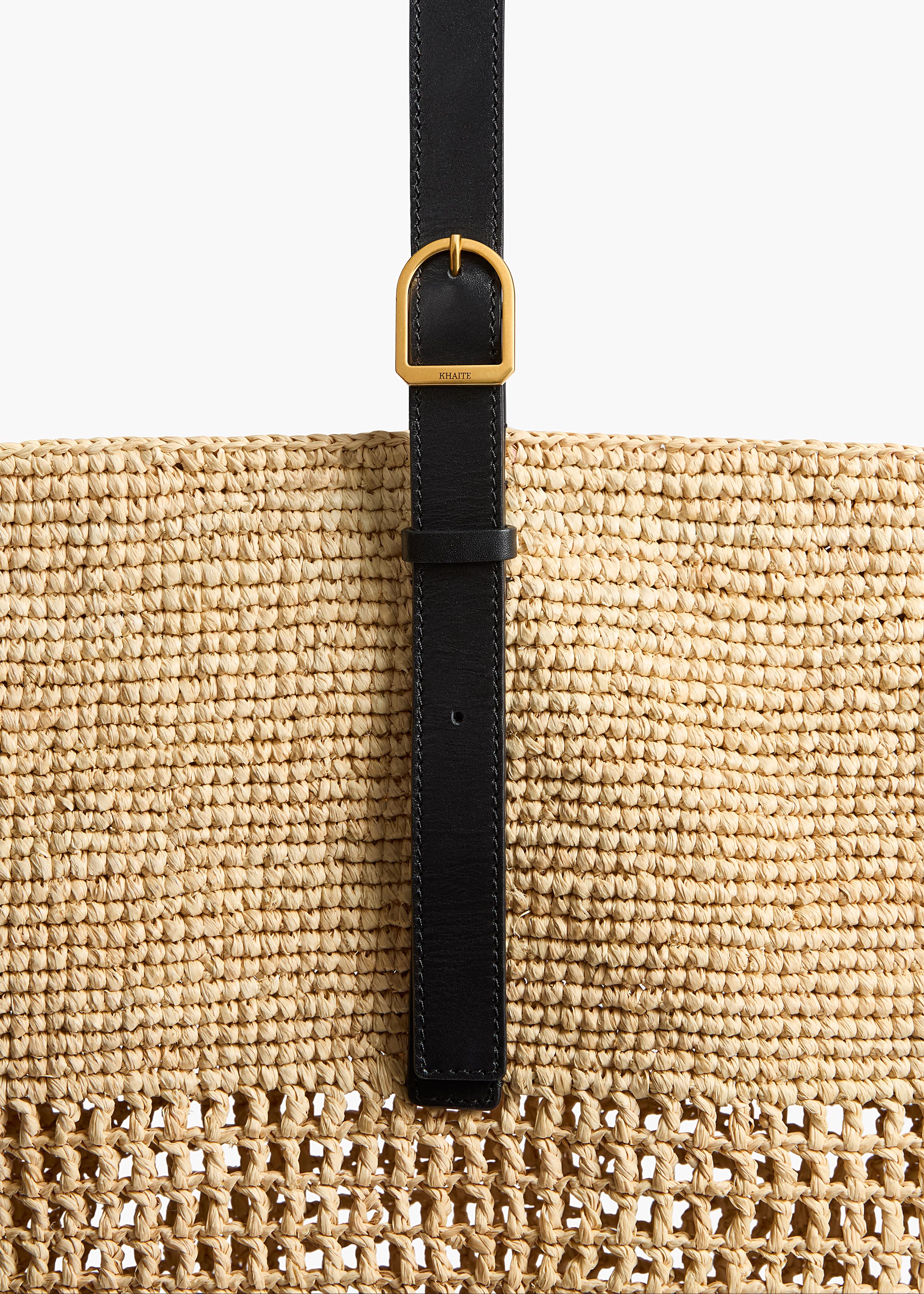 Billie Bucket Tote in Natural Raffia DETAILED VIEW