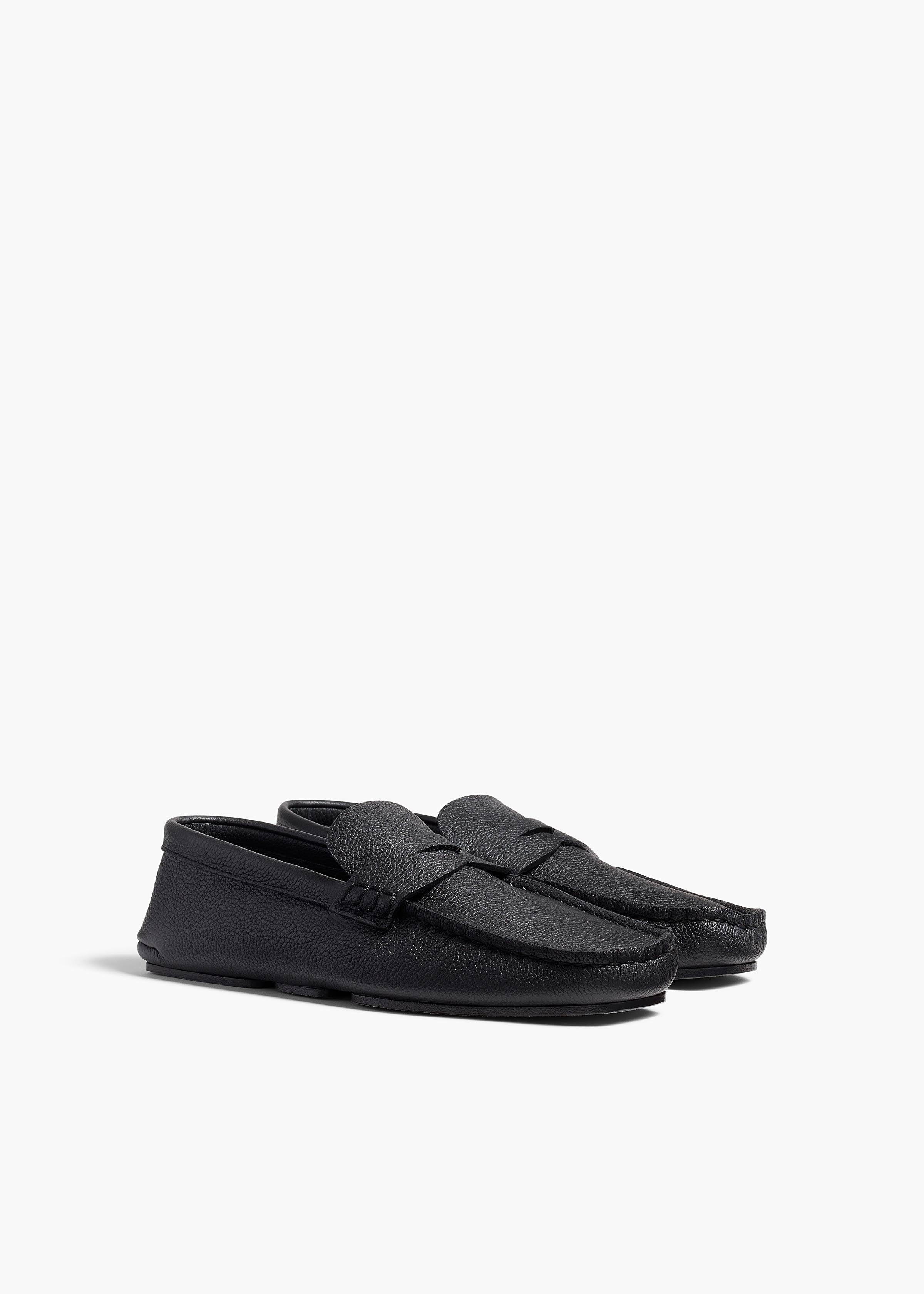 Billy Loafer in Black Pebbled Leather ANGLED VIEW