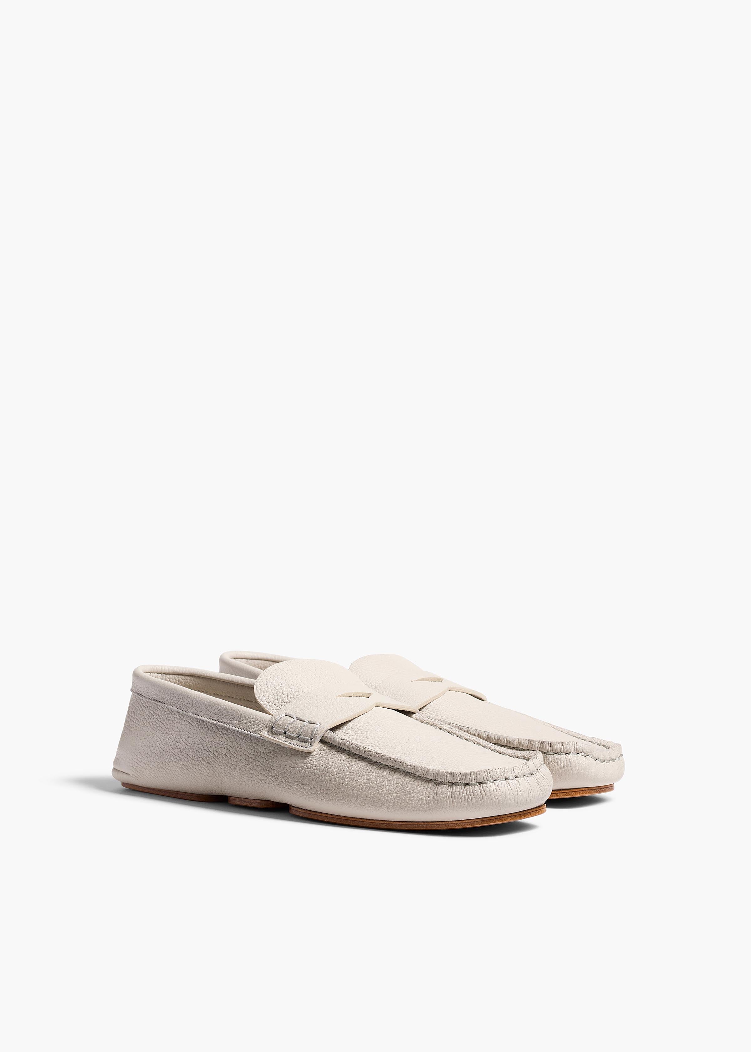 Billy Loafer in Light Grey Pebbled Leather ANGLED VIEW