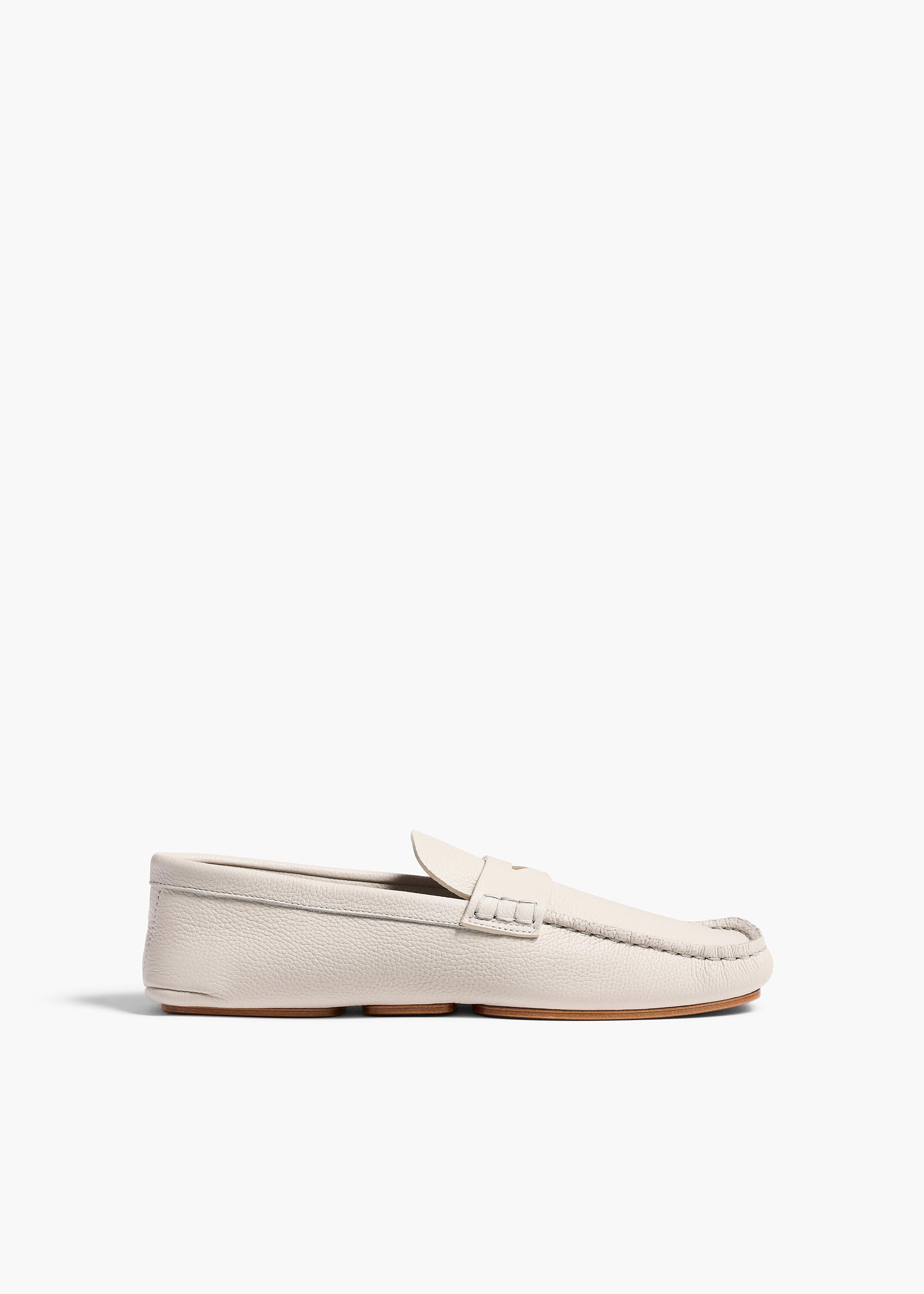 Billy Loafer in Light Grey Pebbled Leather FRONT VIEW