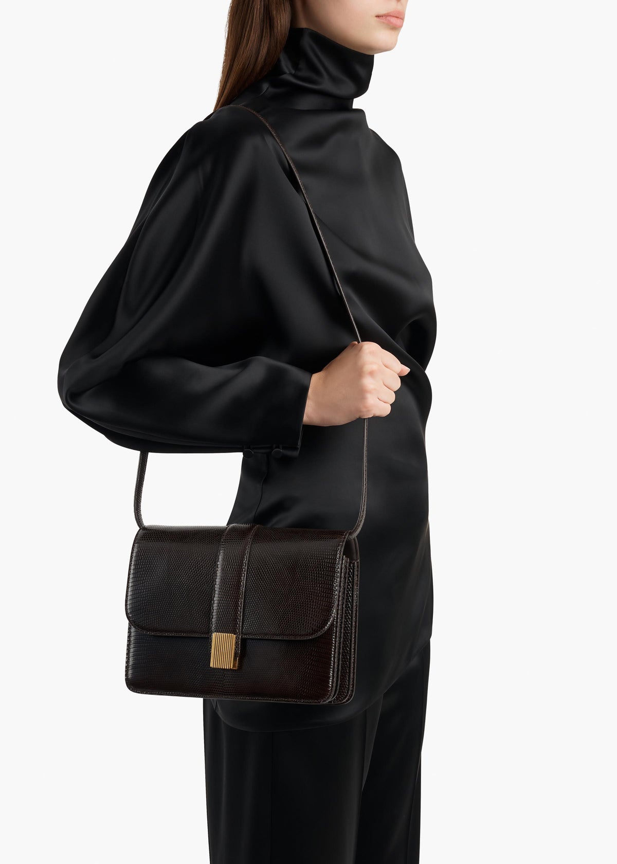 KHAITE - Blake Crossbody Bag in Ebano Lizard