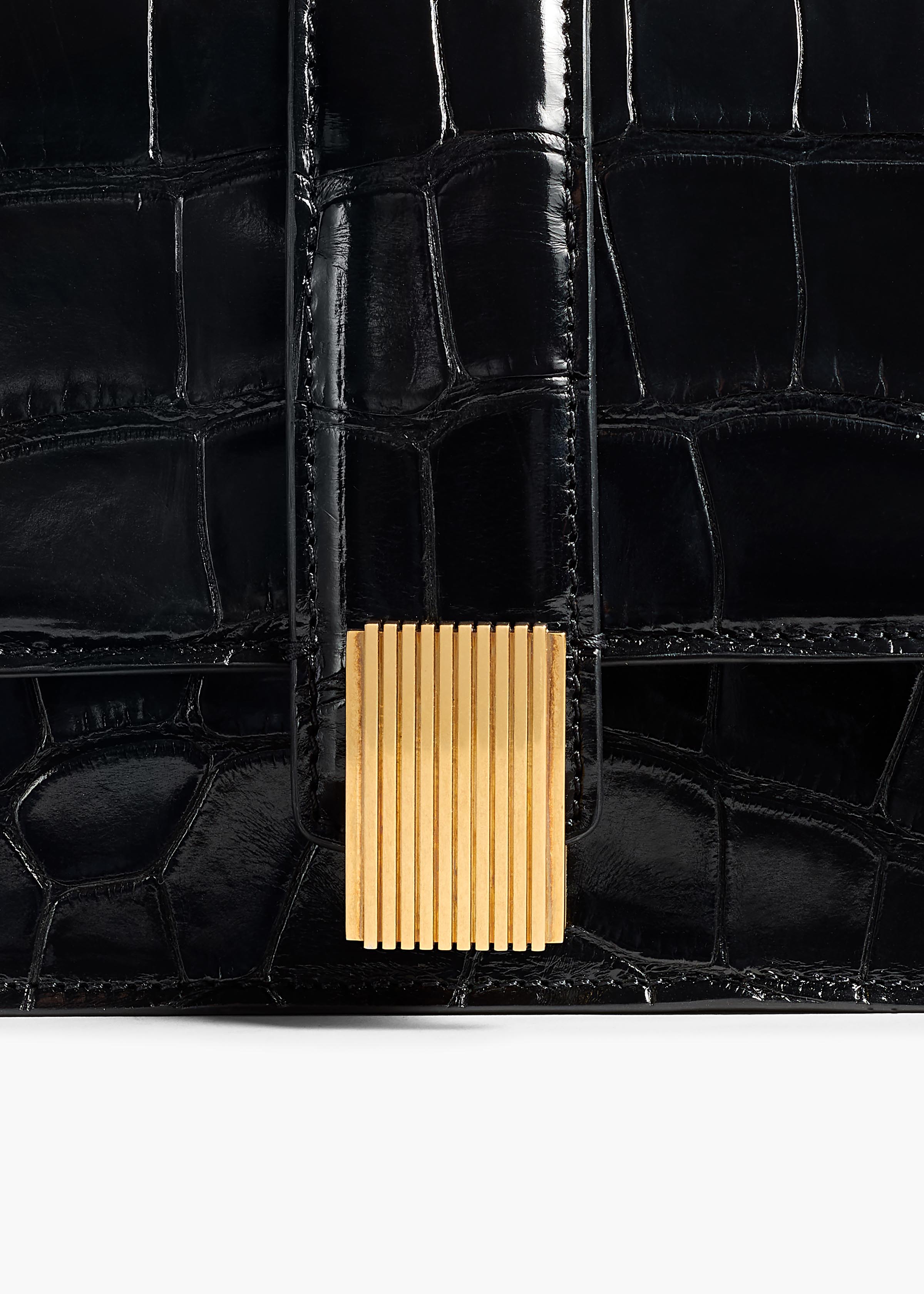 KHAITE - Blake Long Clutch in Black Alligator