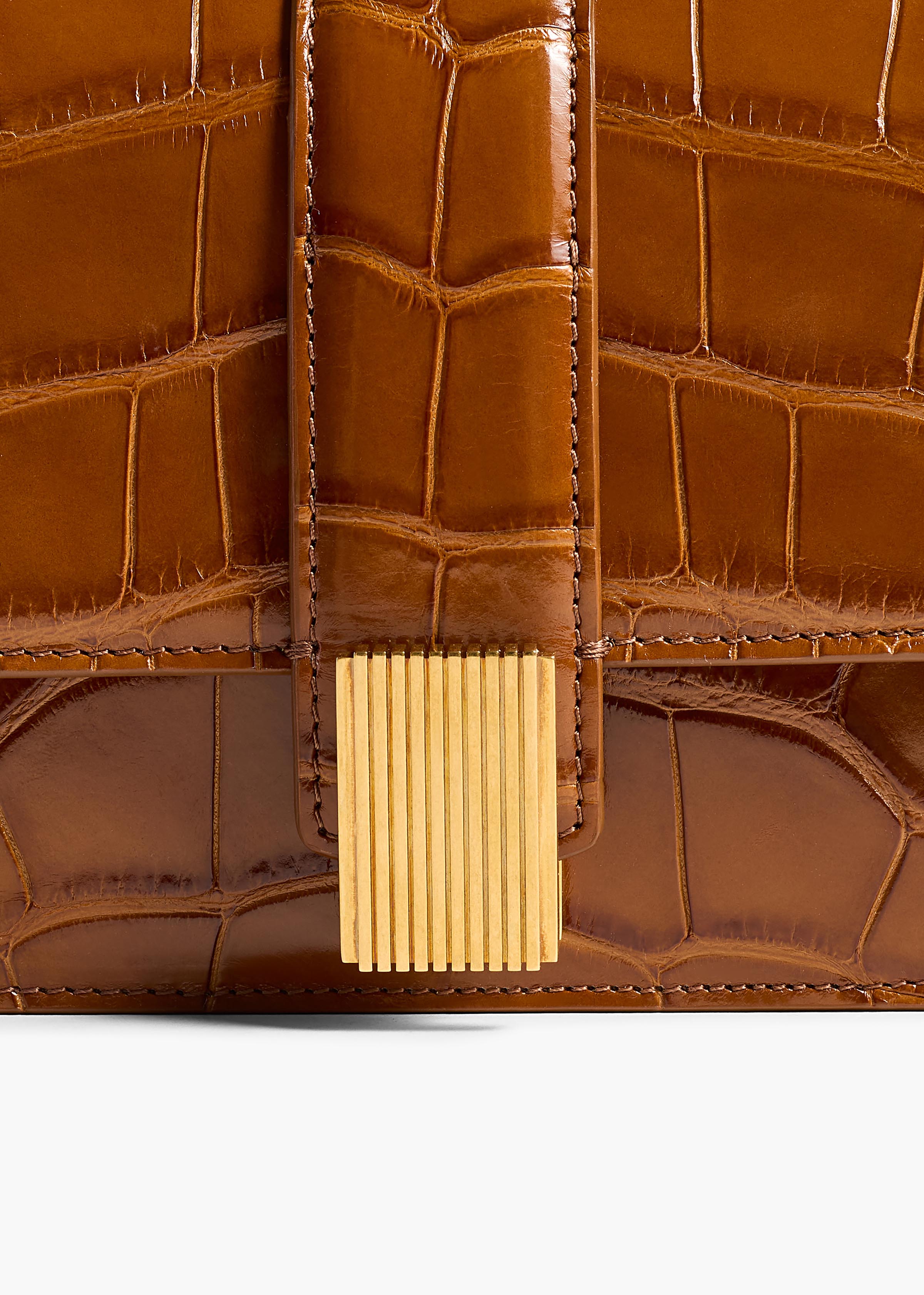 KHAITE - Blake Long Clutch in Dark Honey Alligator