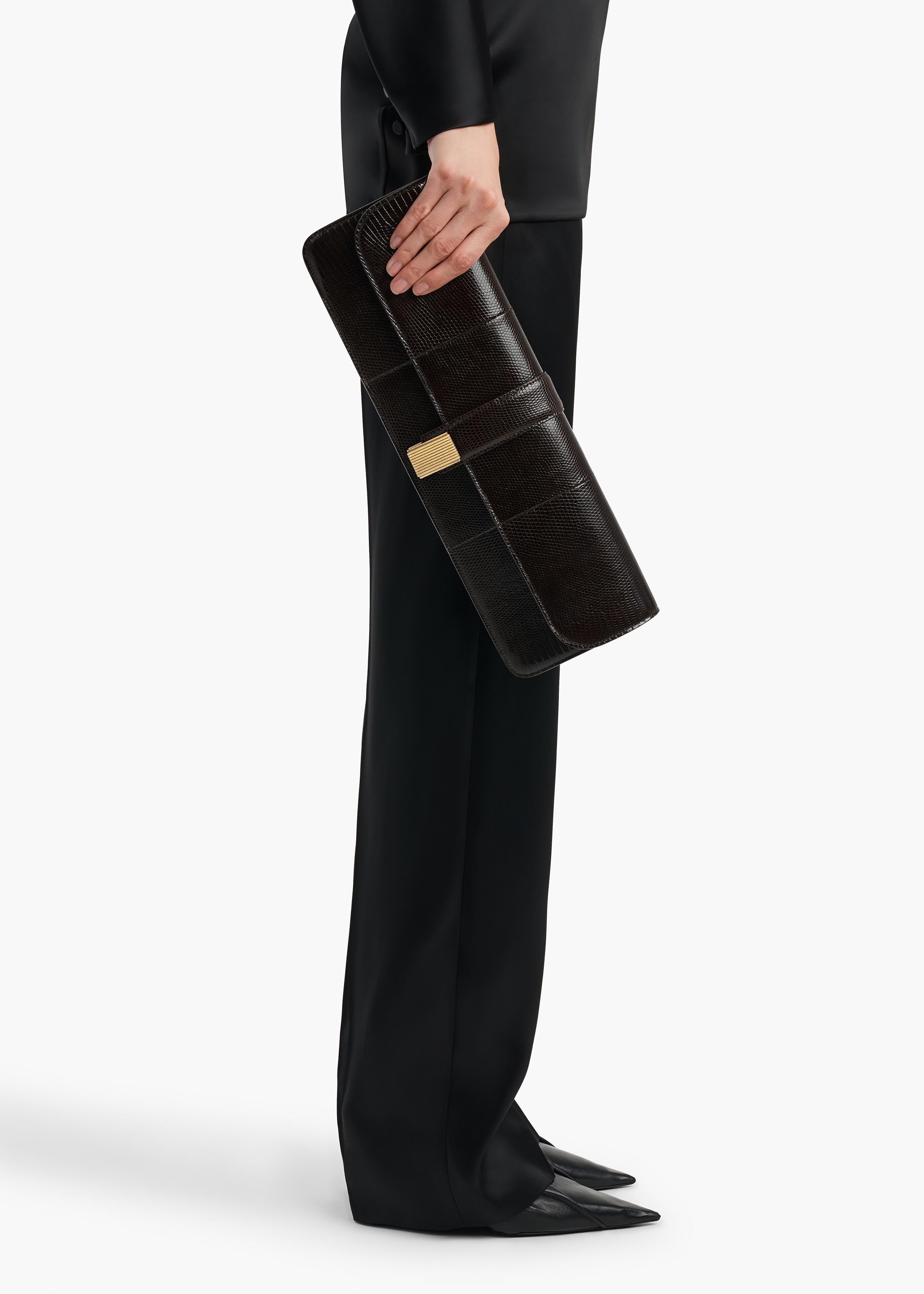 KHAITE - Blake Long Clutch in Ebano Lizard