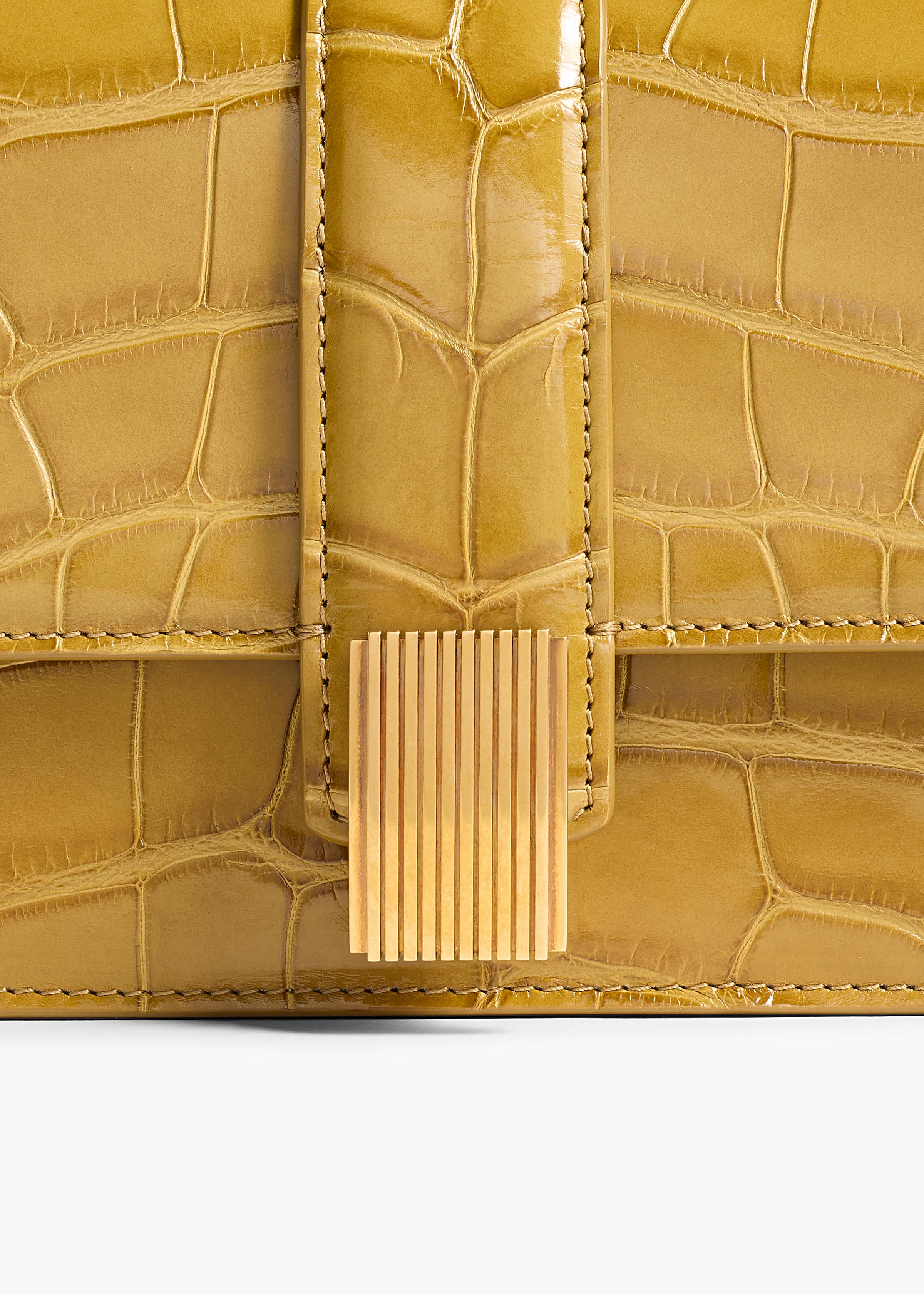 KHAITE - Blake Long Clutch in Golden Olive Alligator