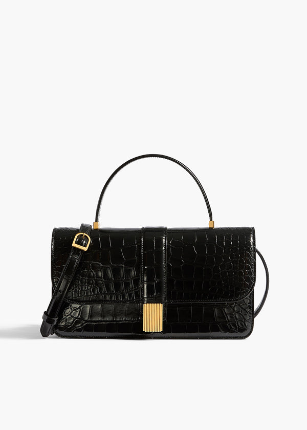 Blake Top Handle Bag in Black Alligator
