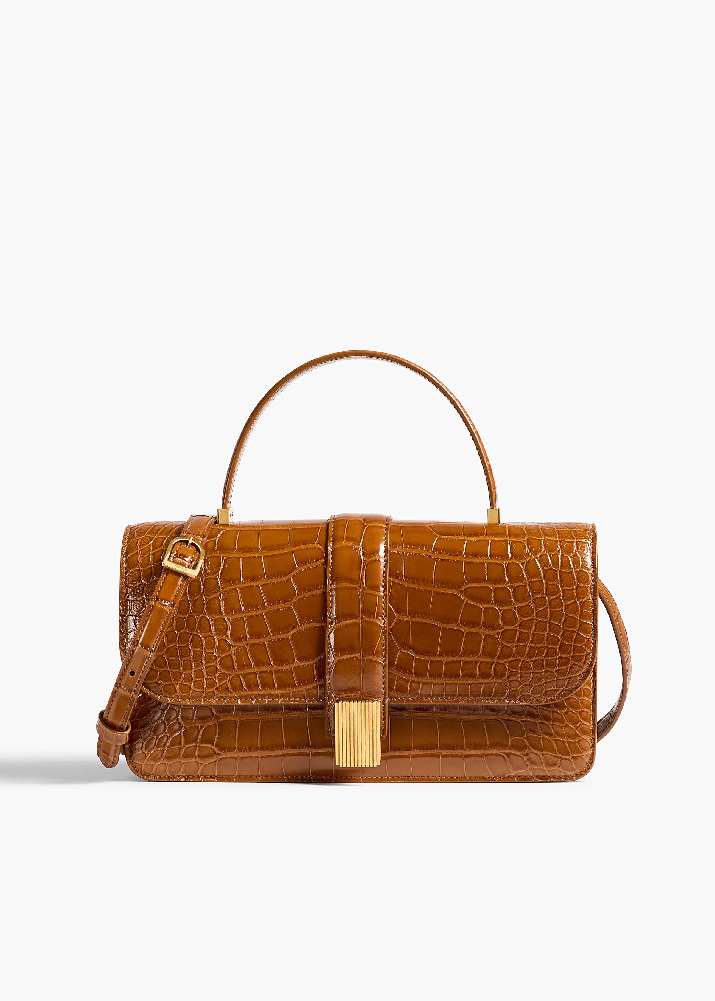 KHAITE - Blake Top Handle Bag in Dark Honey Alligator