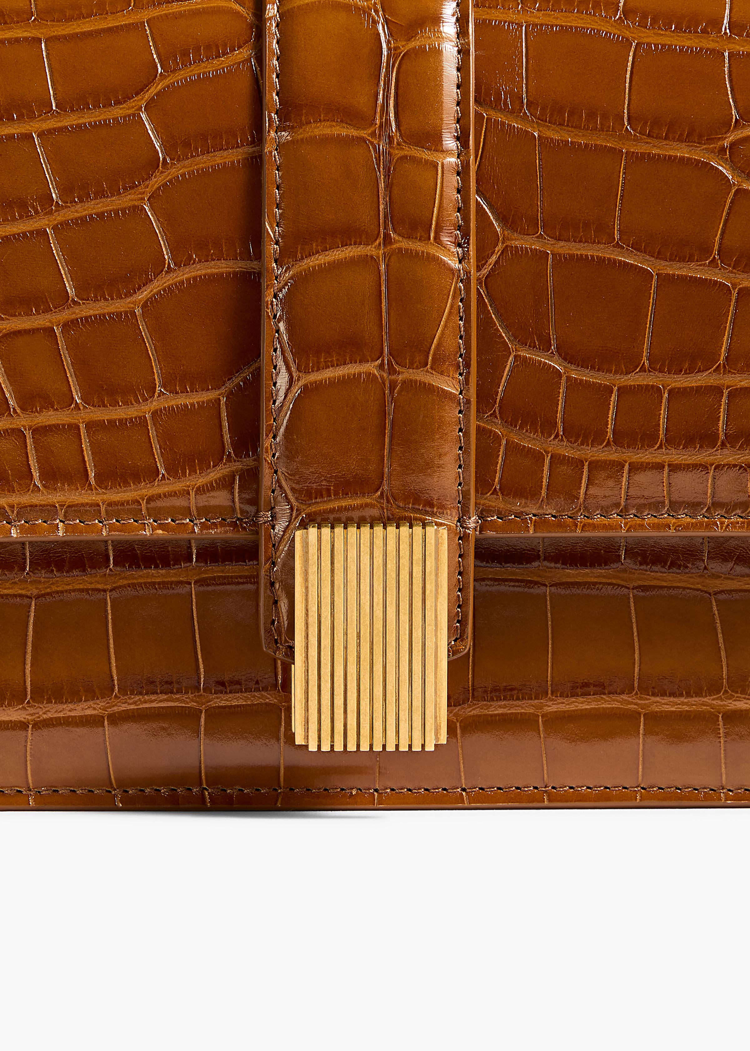KHAITE - Blake Top Handle Bag in Dark Honey Alligator