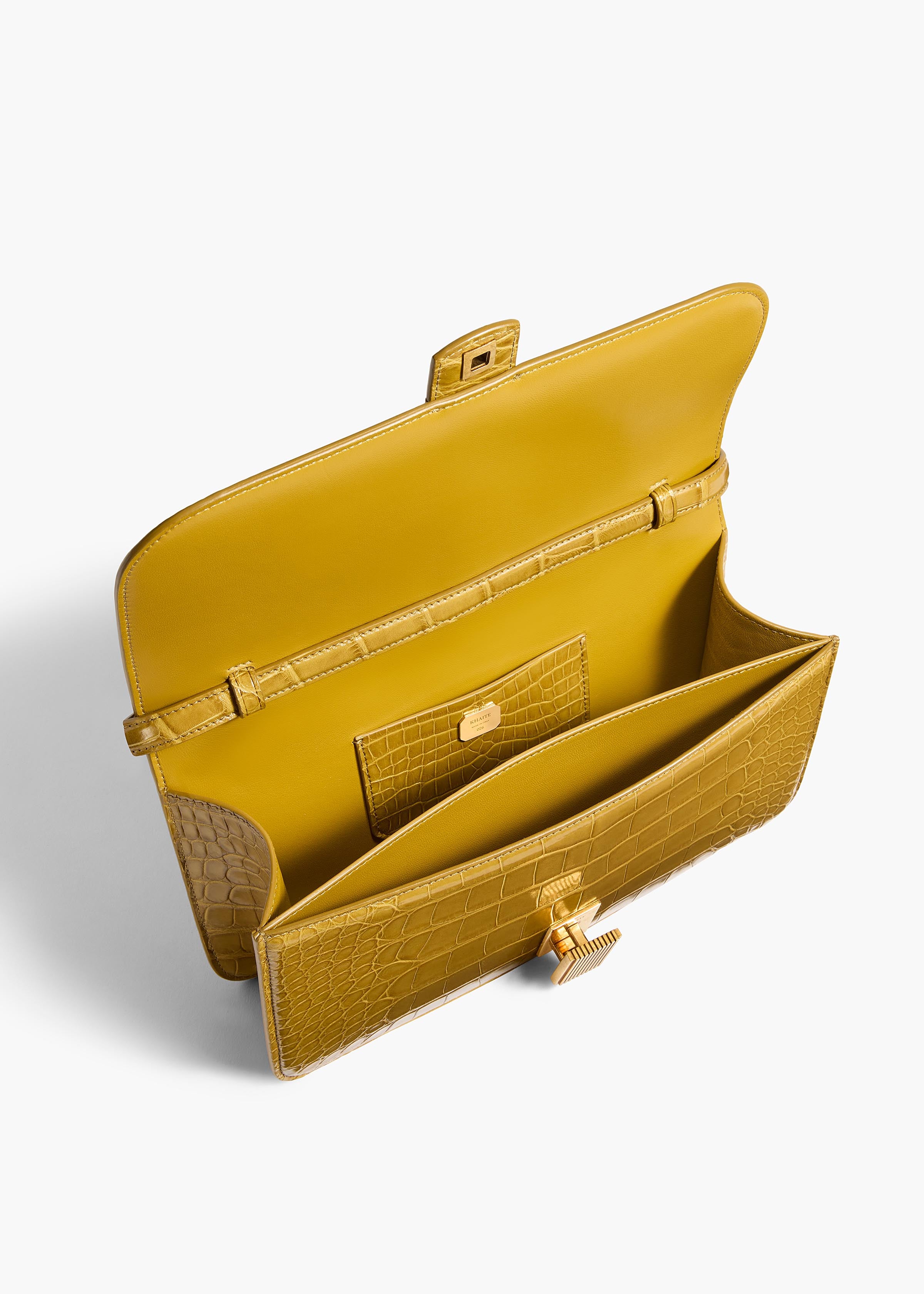 KHAITE - Blake Top Handle Bag in Golden Olive Alligator