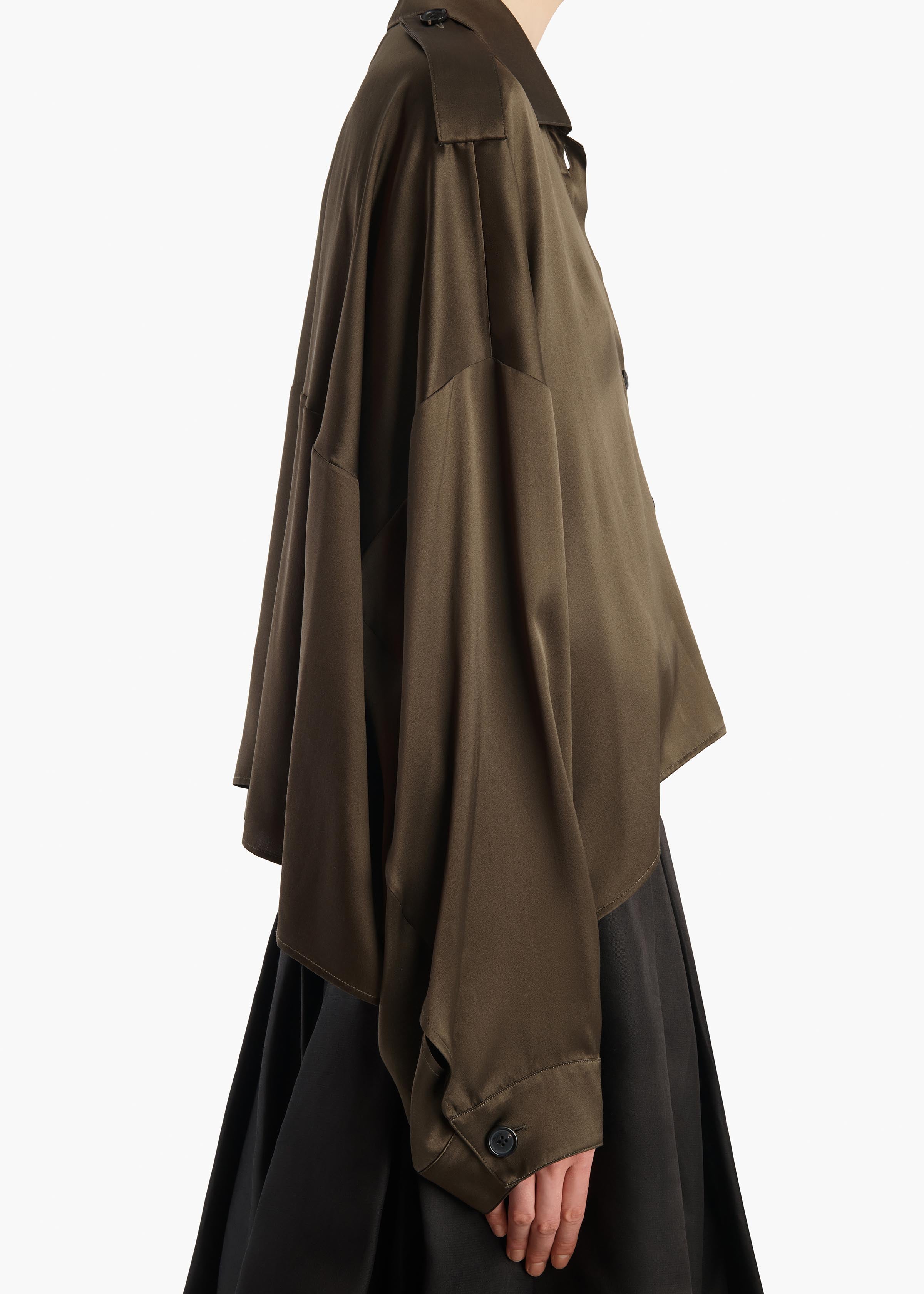 KHAITE - Bodine Top in Dark Olive Silk
